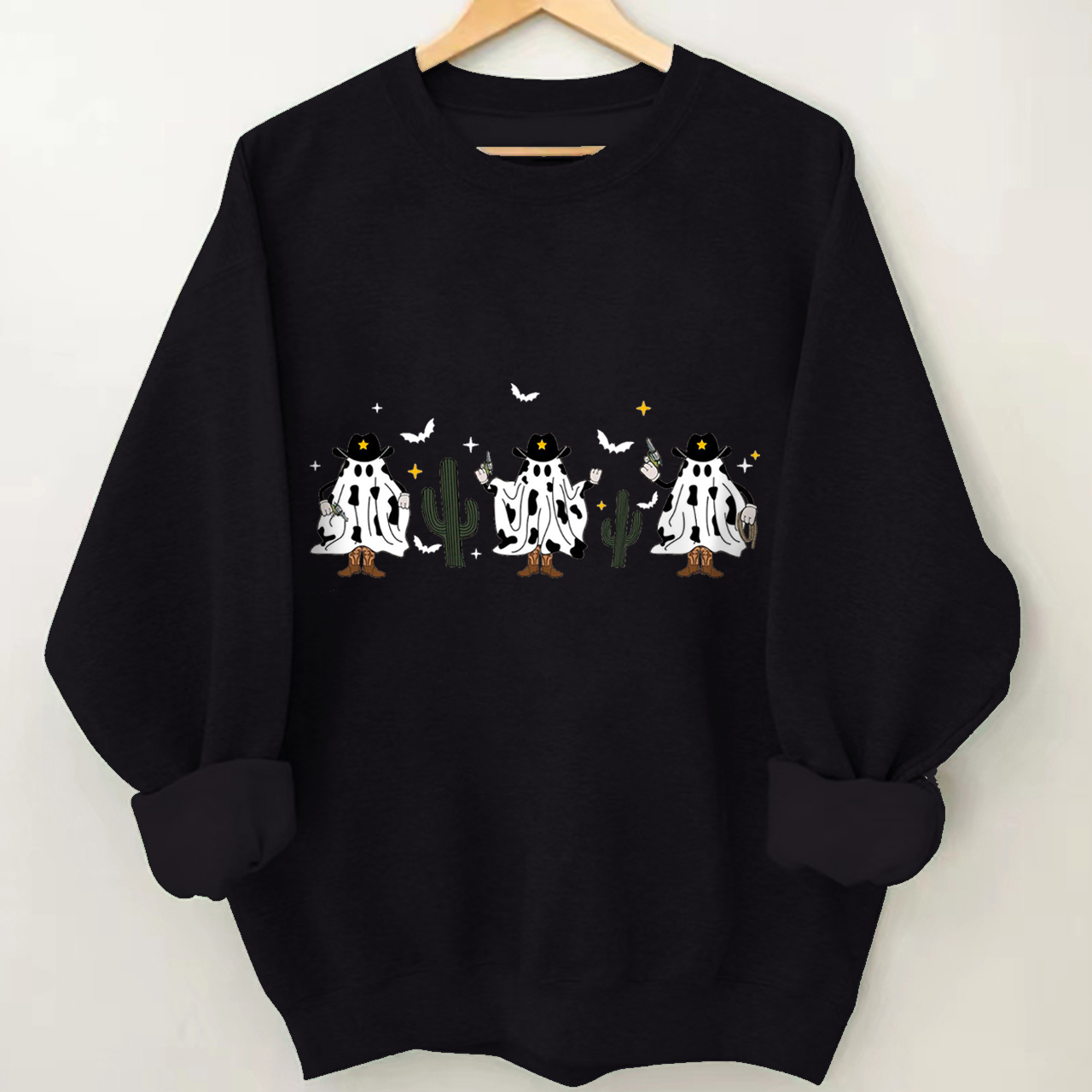 Western Ghost Cowboy Desert Shooting On Halloween Sweatshirt