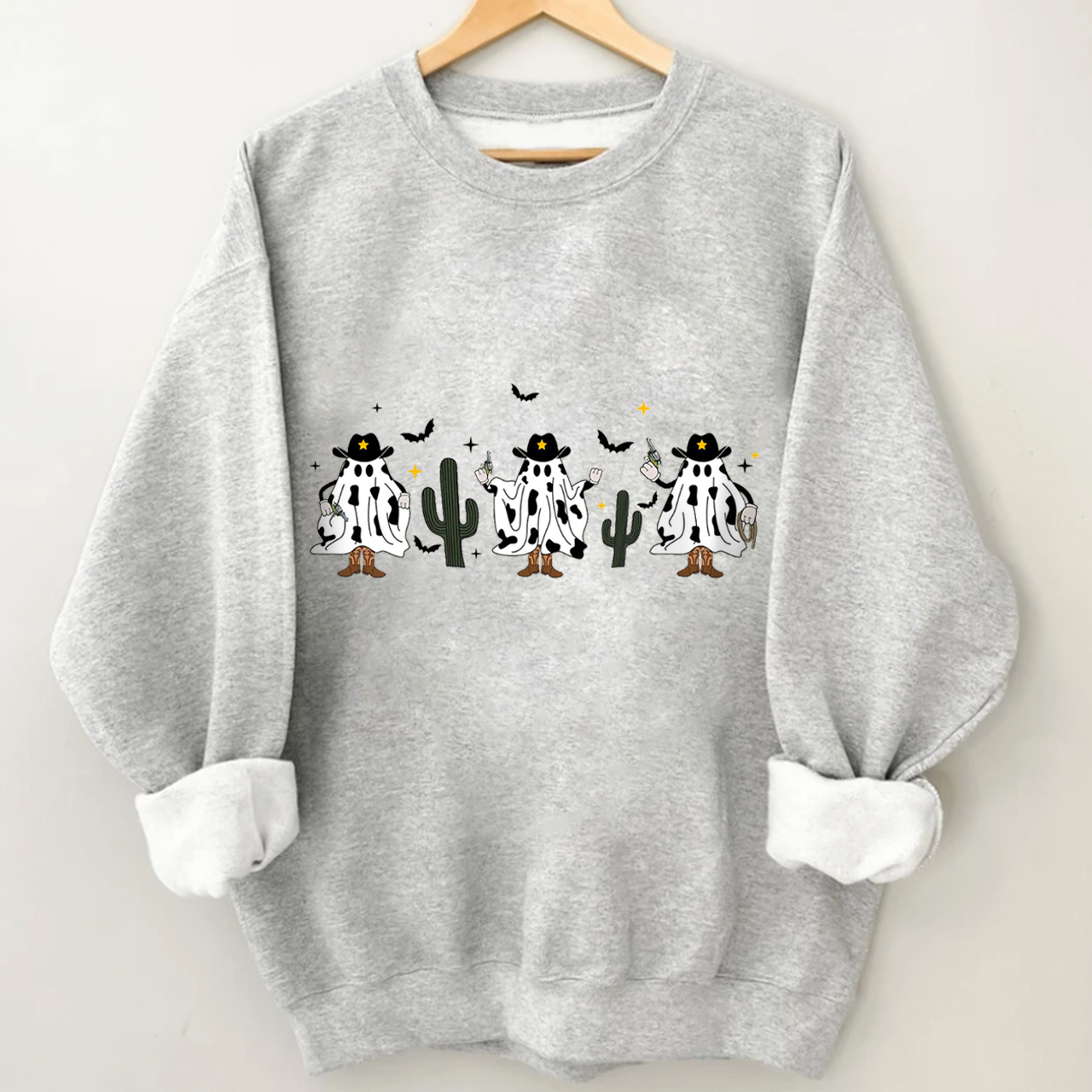 Western Ghost Cowboy Desert Shooting On Halloween Sweatshirt