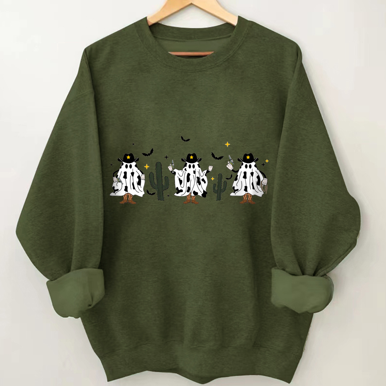 Western Ghost Cowboy Desert Shooting On Halloween Sweatshirt
