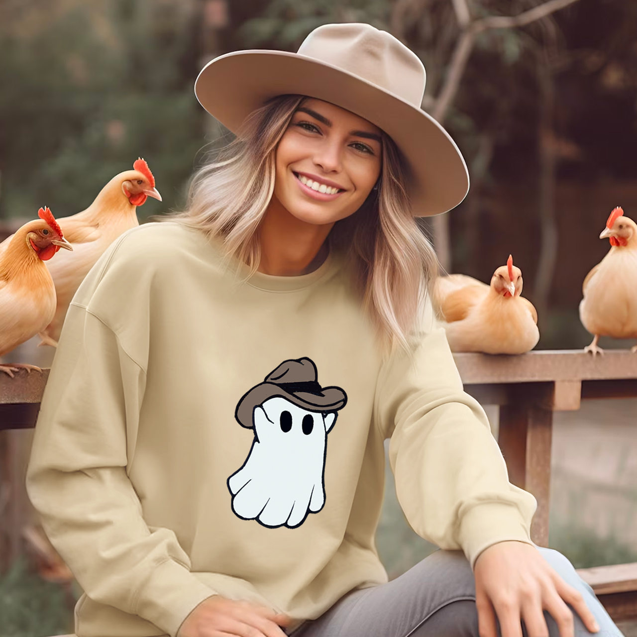Western Halloween Ghost Cowboy Sweatshirt