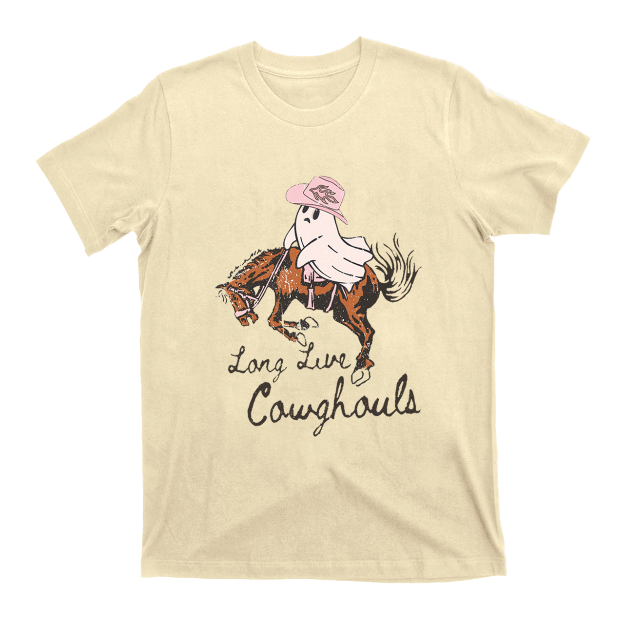 Lady Halloween ghost galloping on horseback T-Shirts