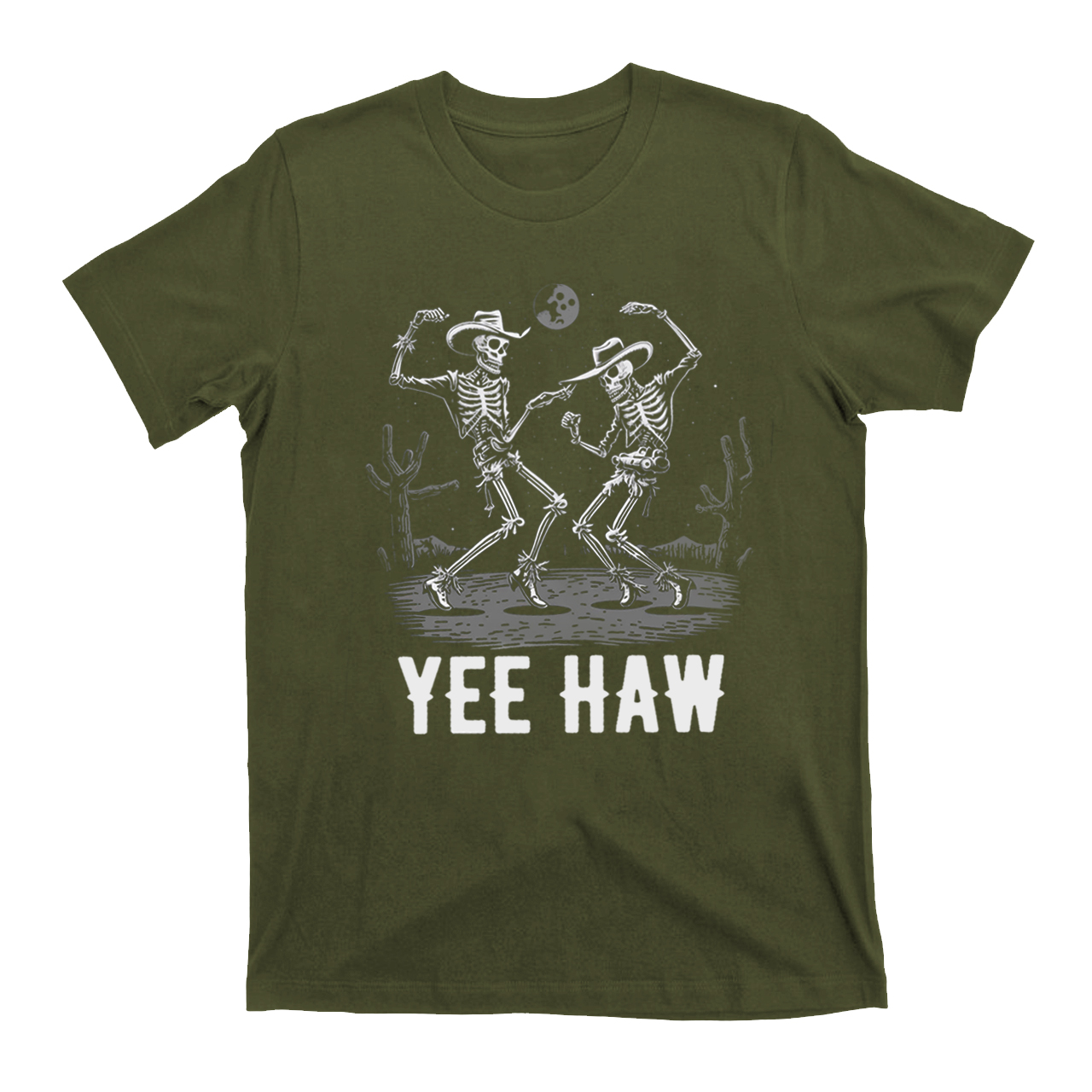 Dancing Cowboy Skeleton Yeehaw Trendy Western Graphic Tee
