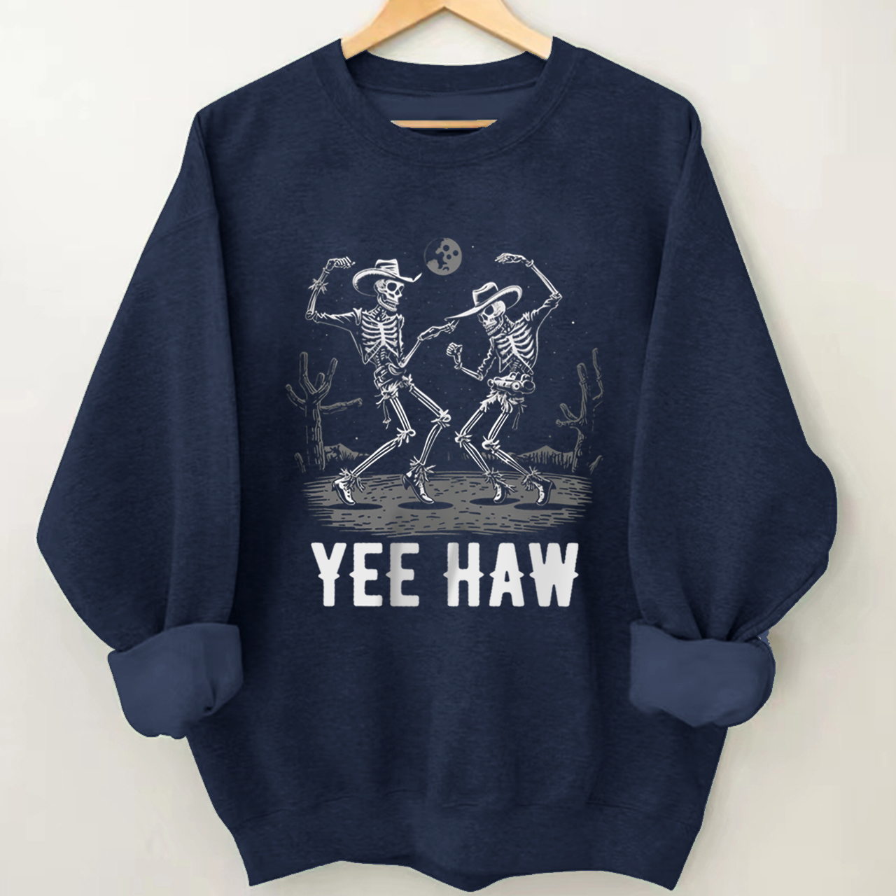 Cowboy Halloween Skeleton Trendy Western Graphic  Sweatshirt