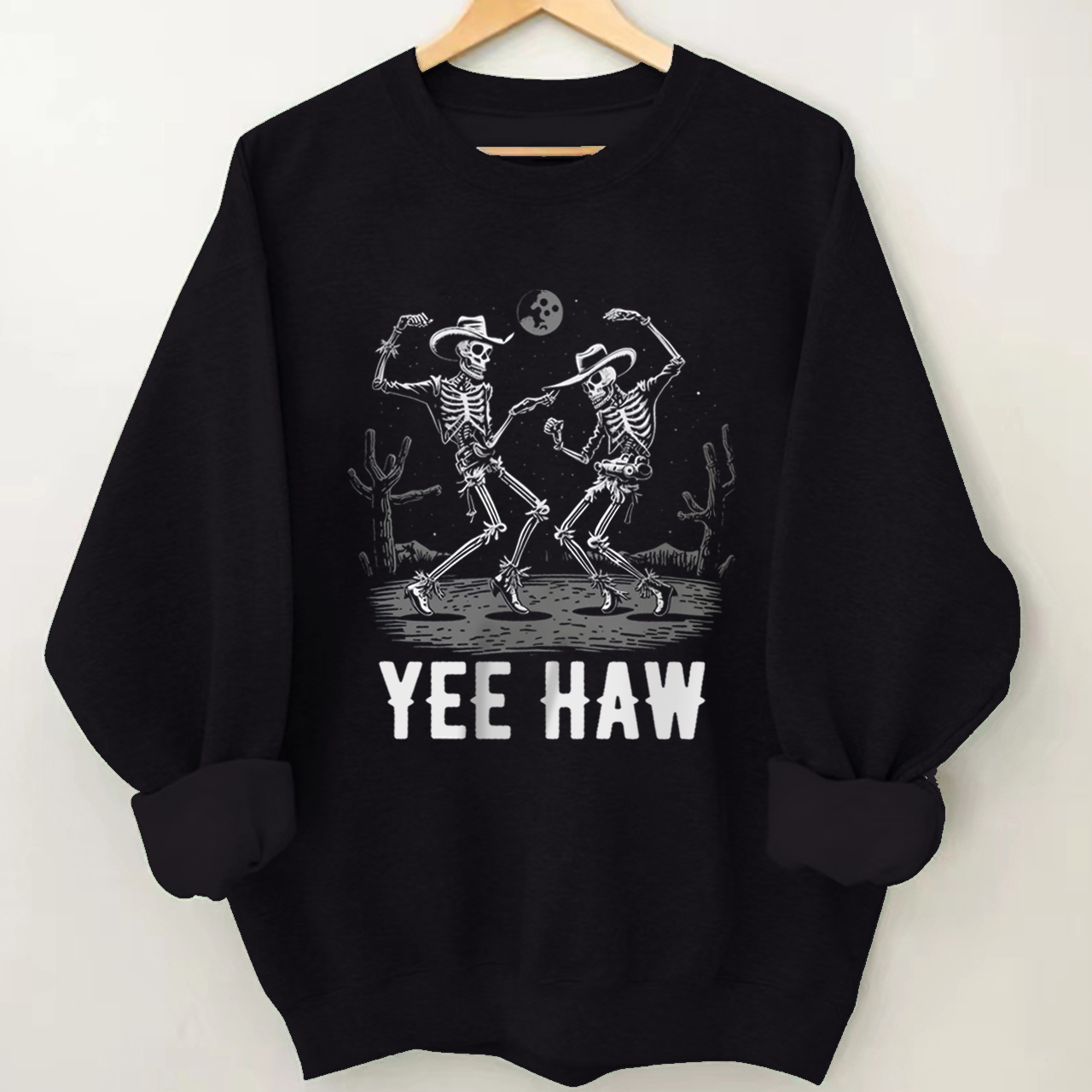 Cowboy Halloween Skeleton Trendy Western Graphic  Sweatshirt