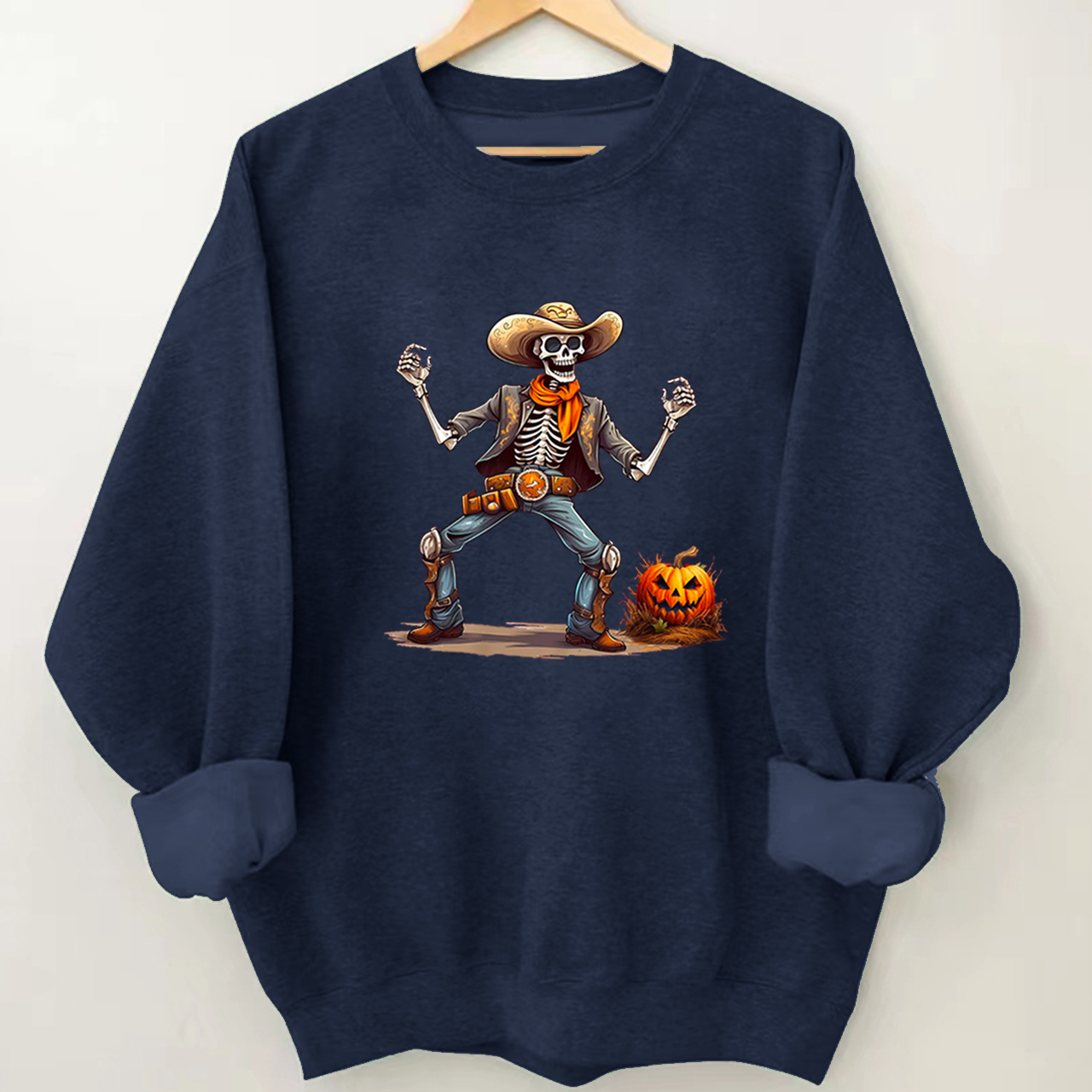 Halloween Western Skeleton Cowboy Sweatshirt