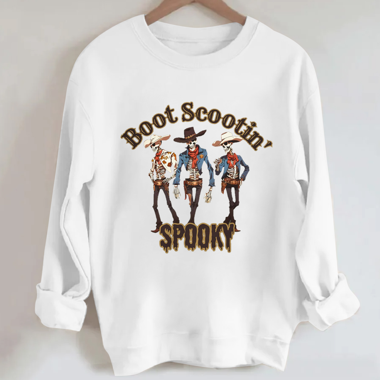 Halloween Boot Scootin Skeleton Cowboy Sweatshirt