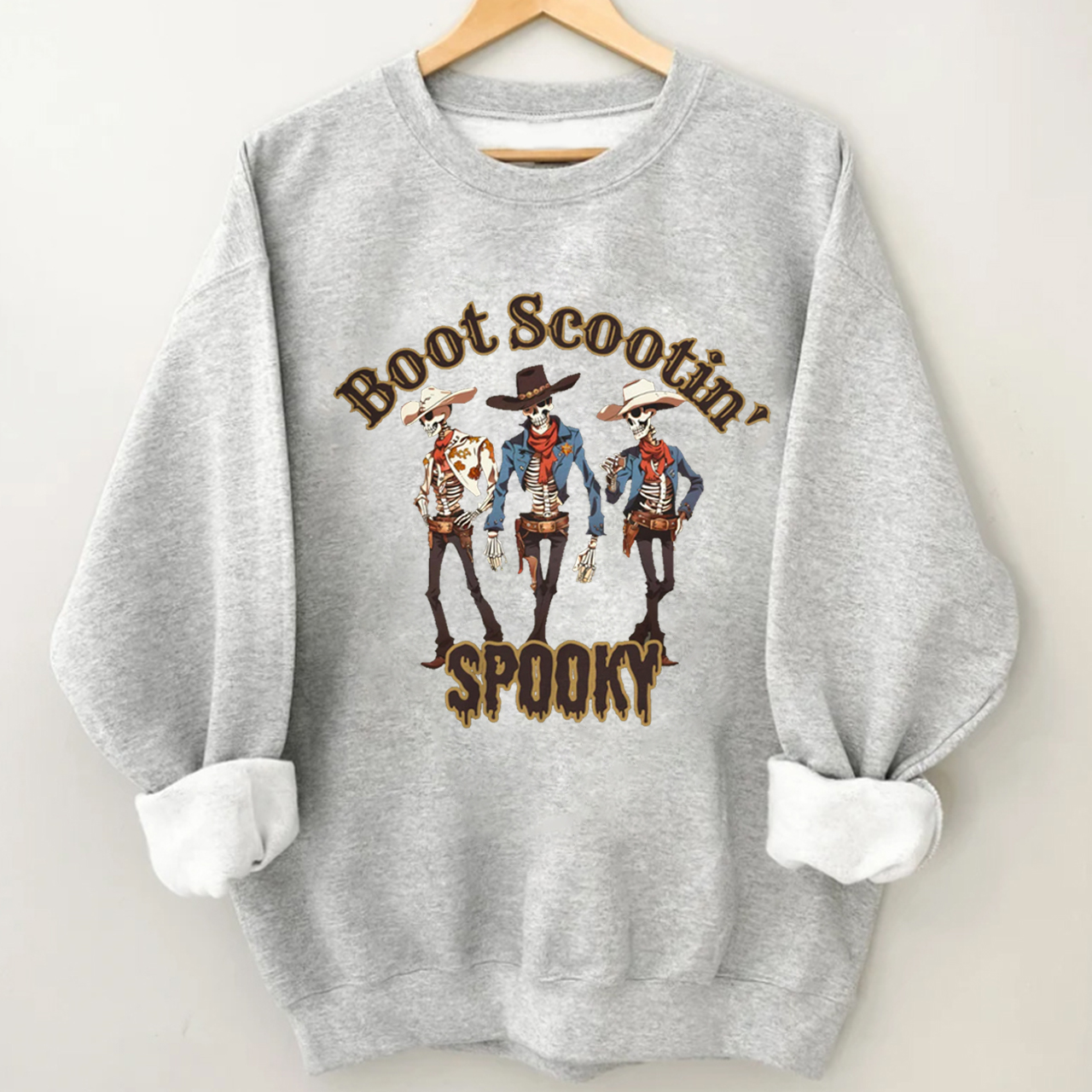Halloween Boot Scootin Skeleton Cowboy Sweatshirt