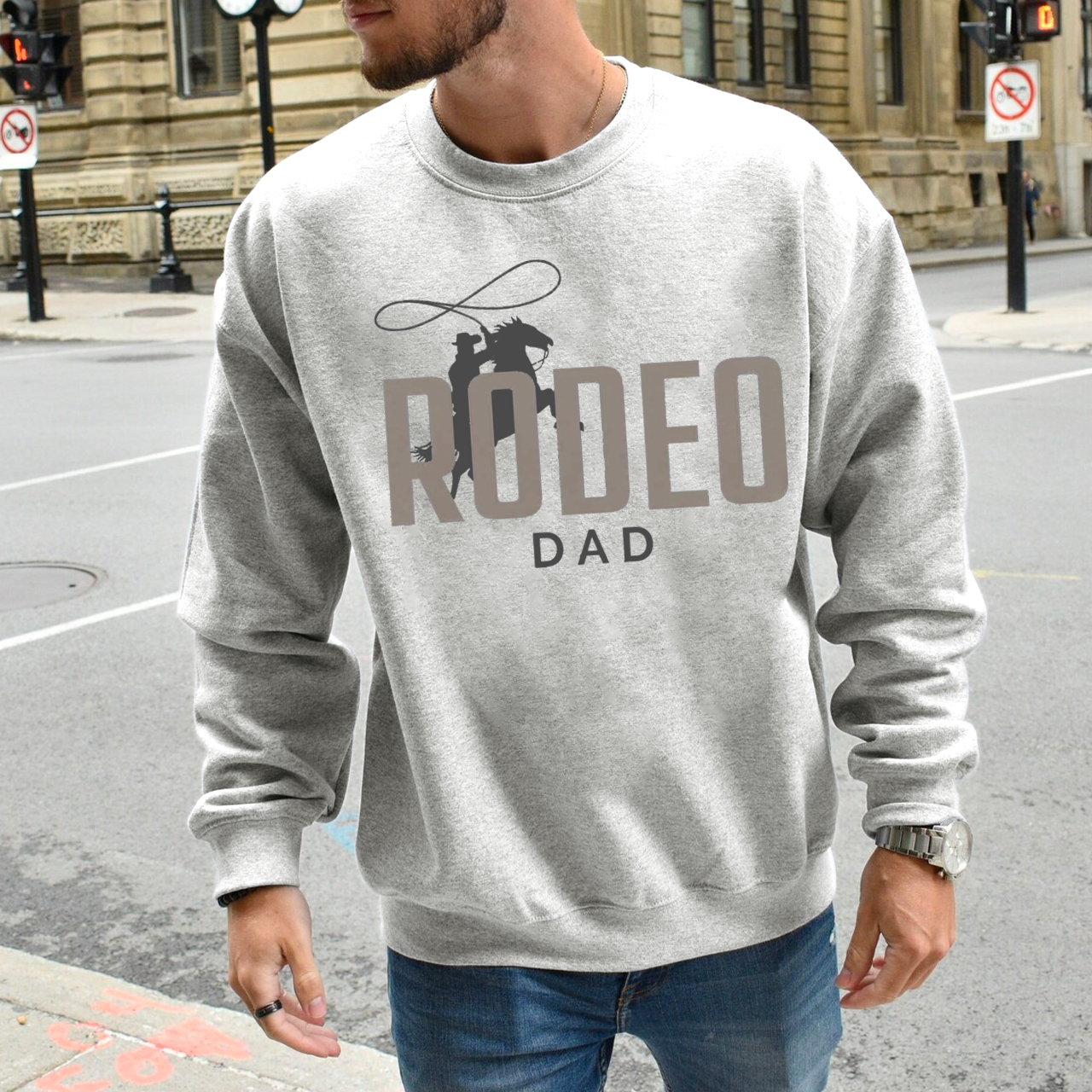 Cowboy New Dad Rodeo Crewneck Sweatshirt