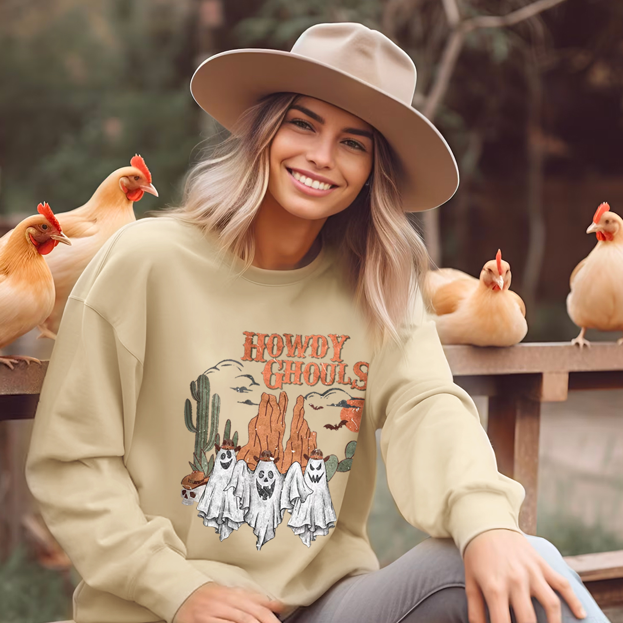 Halloween Western Ghost Cowboy Carnival Sweatshirt