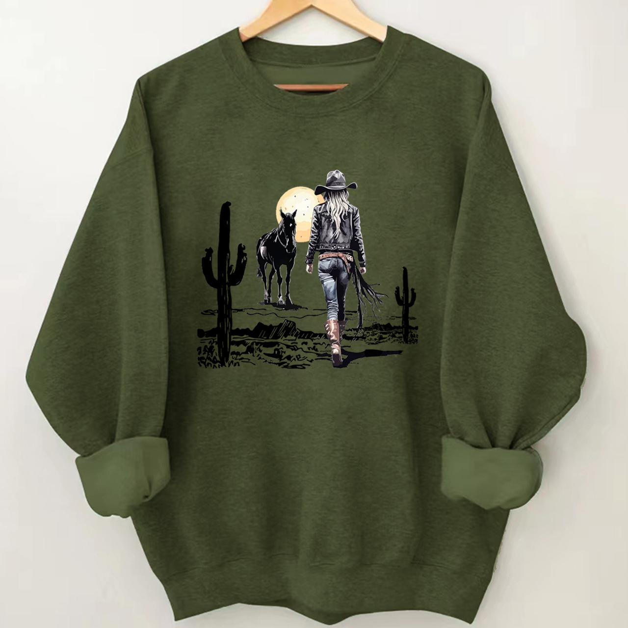 Cowgirl in the western desert Sweatshirt