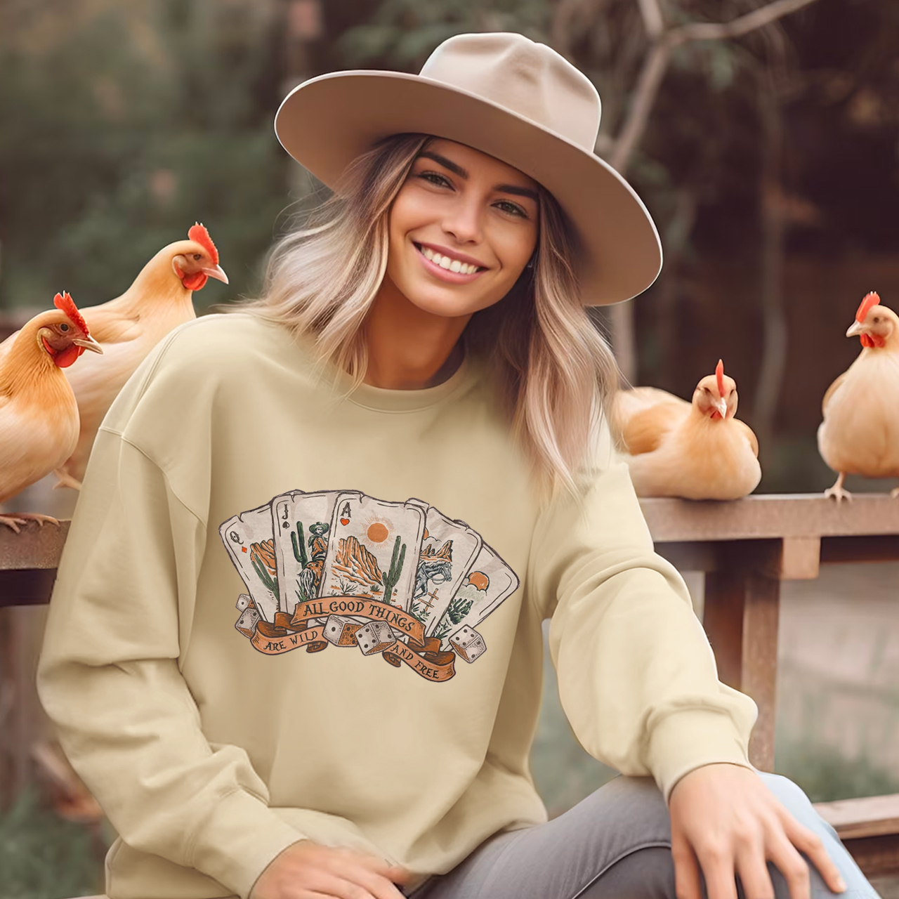 Cowboy All Good Things Are Wild And Free Sweatshirt