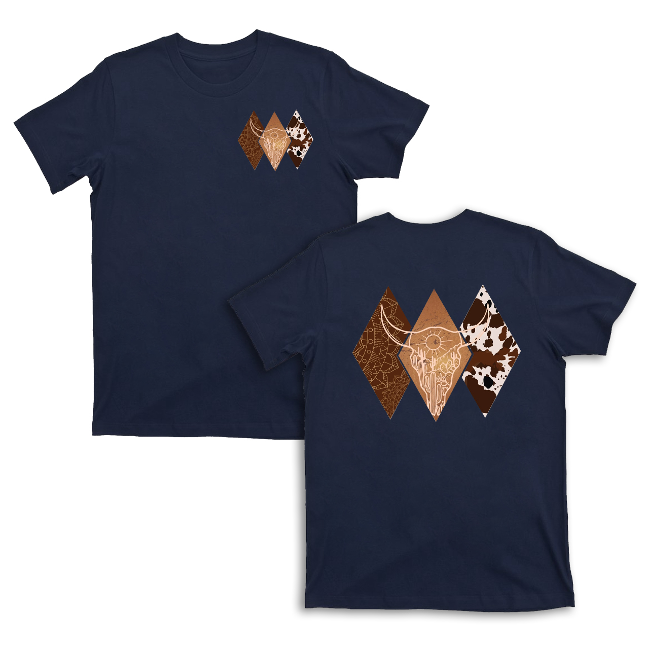 Cowboy Boho Bull Skull Double sided printing T-Shirts