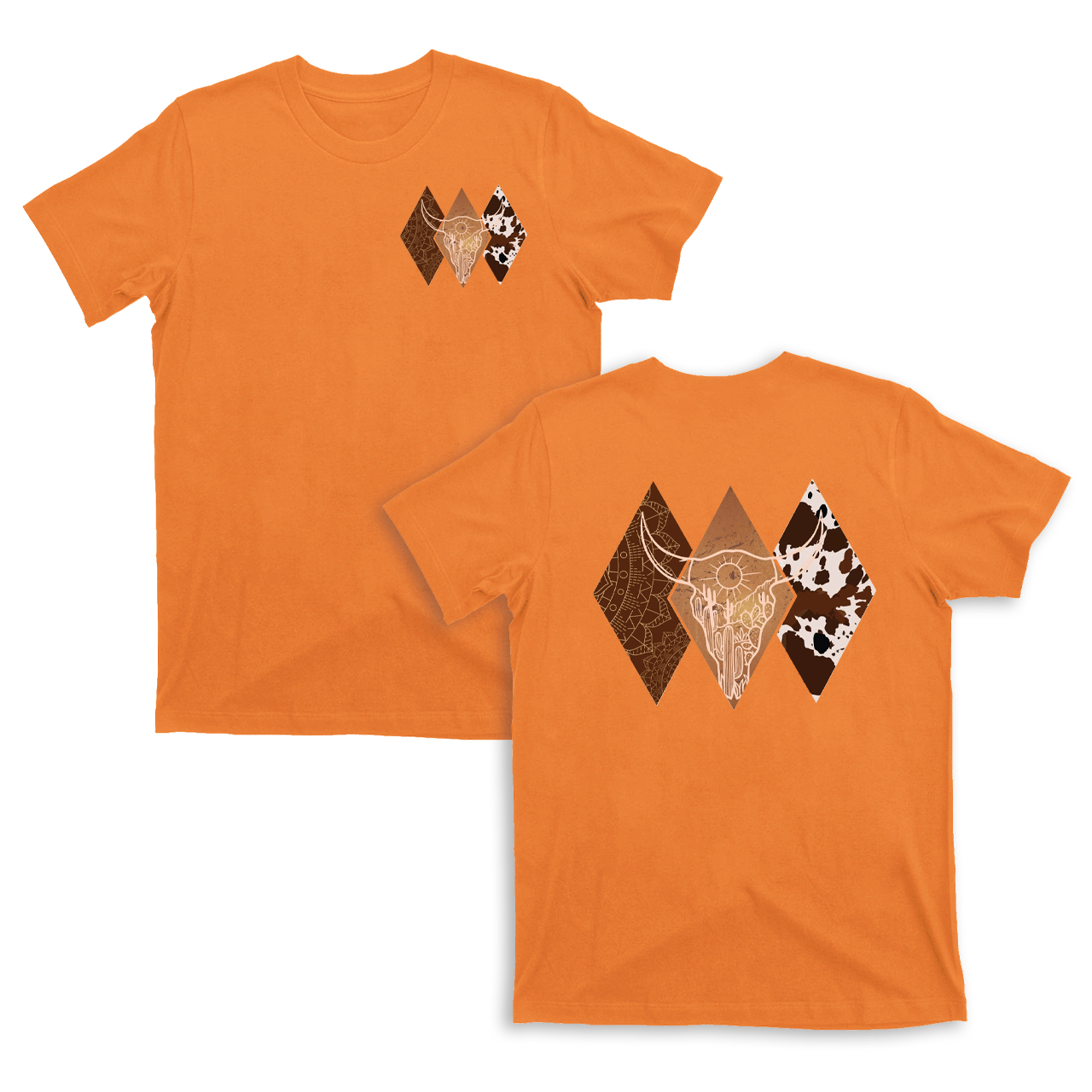 Cowboy Boho Bull Skull Double sided printing T-Shirts