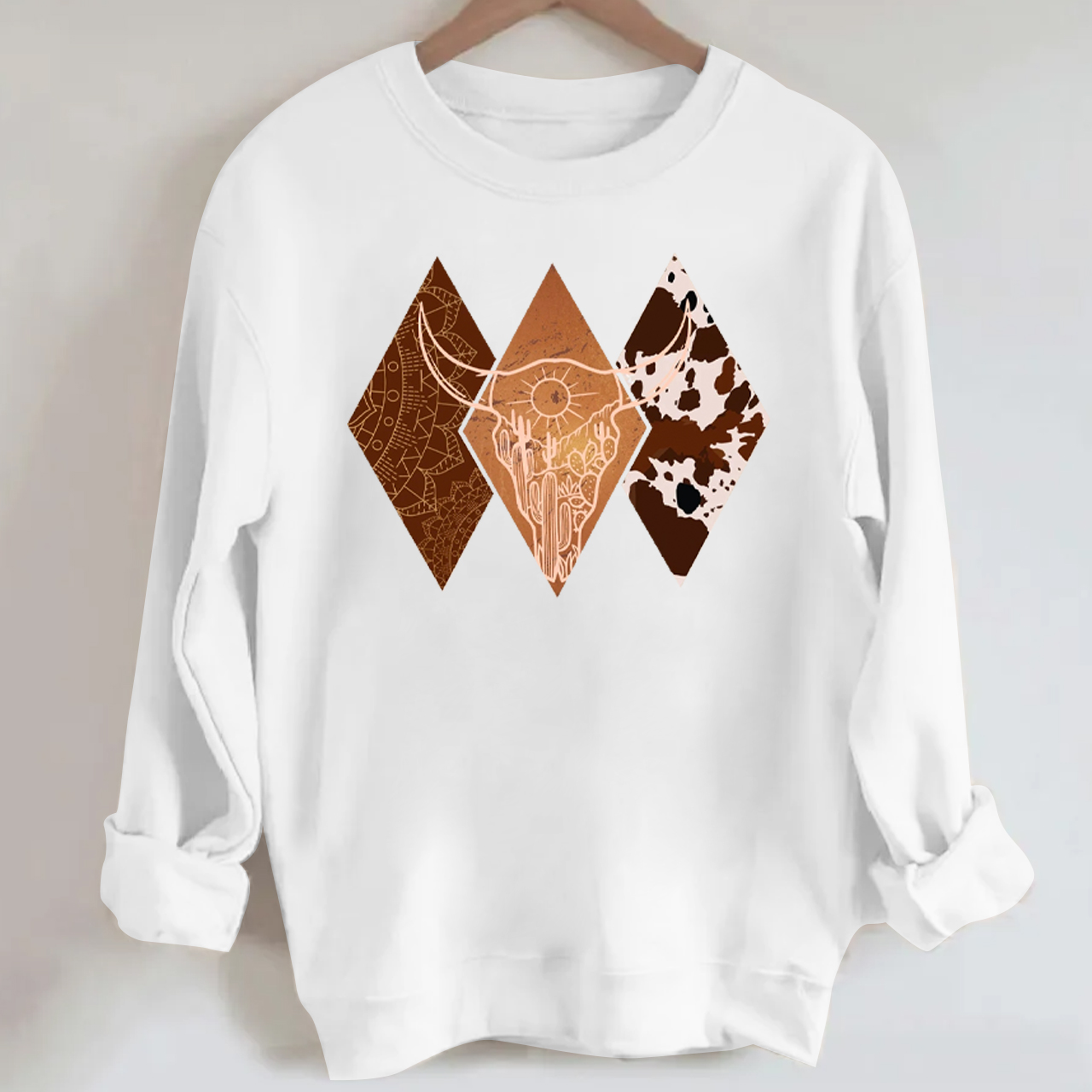 Cowboy Boho Bull Skull Sweatshirt