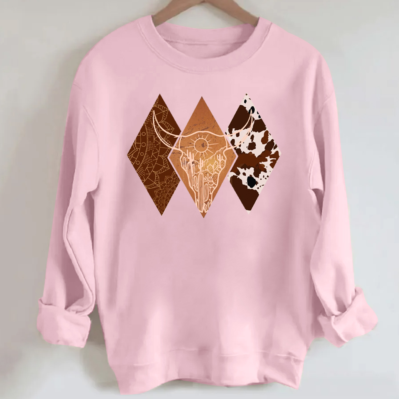 Cowboy Boho Bull Skull Sweatshirt