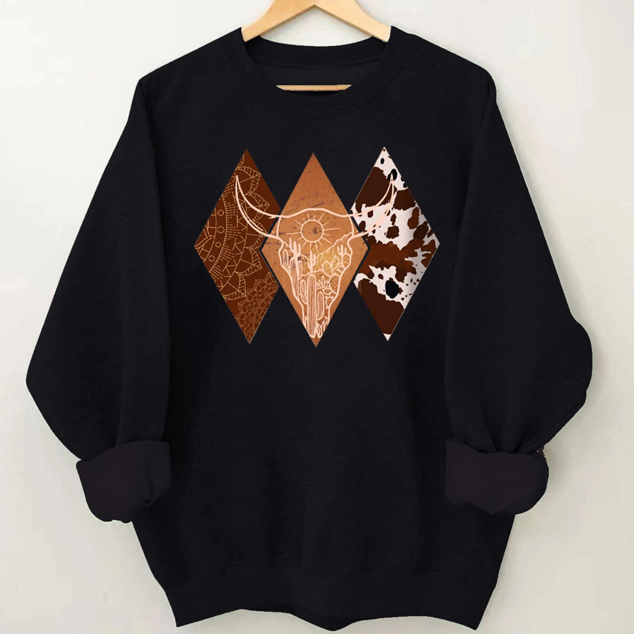 Cowboy Boho Bull Skull Sweatshirt