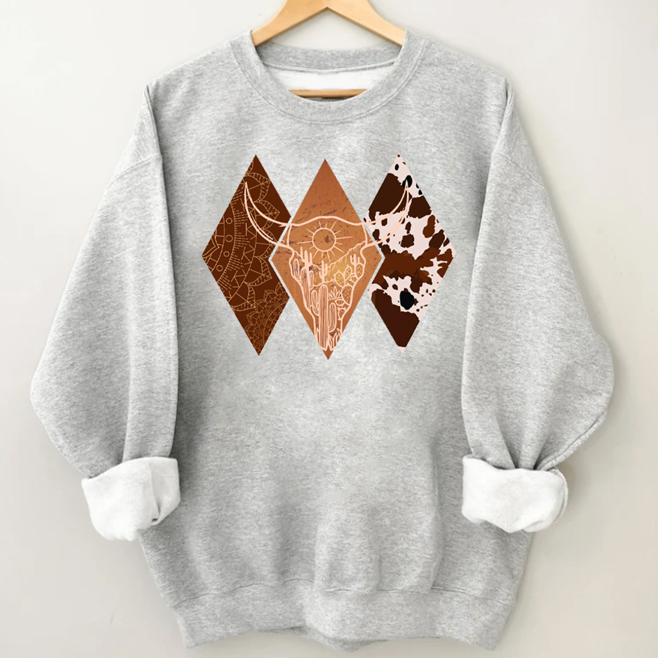 Cowboy Boho Bull Skull Sweatshirt