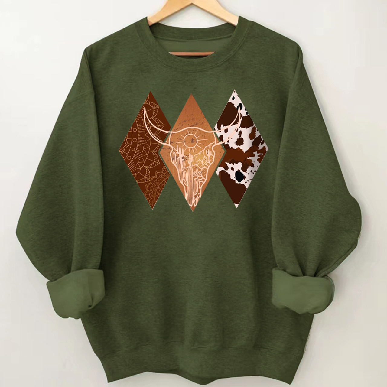 Cowboy Boho Bull Skull Sweatshirt