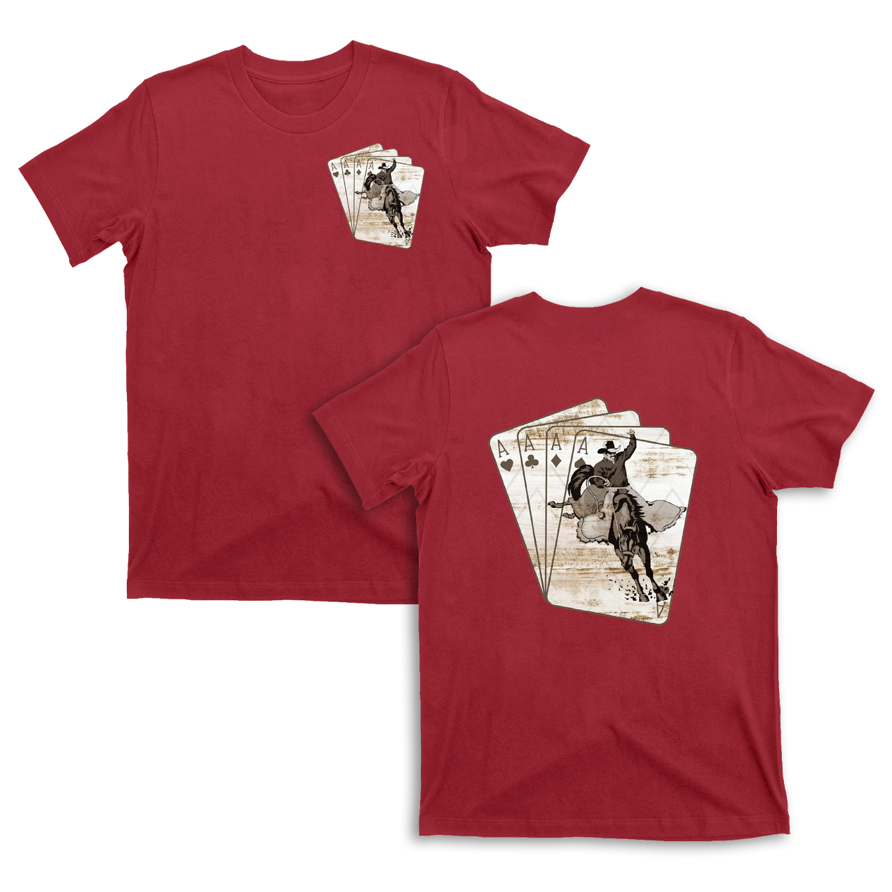 Cowboy Playing Card Double sided printing T-shirts