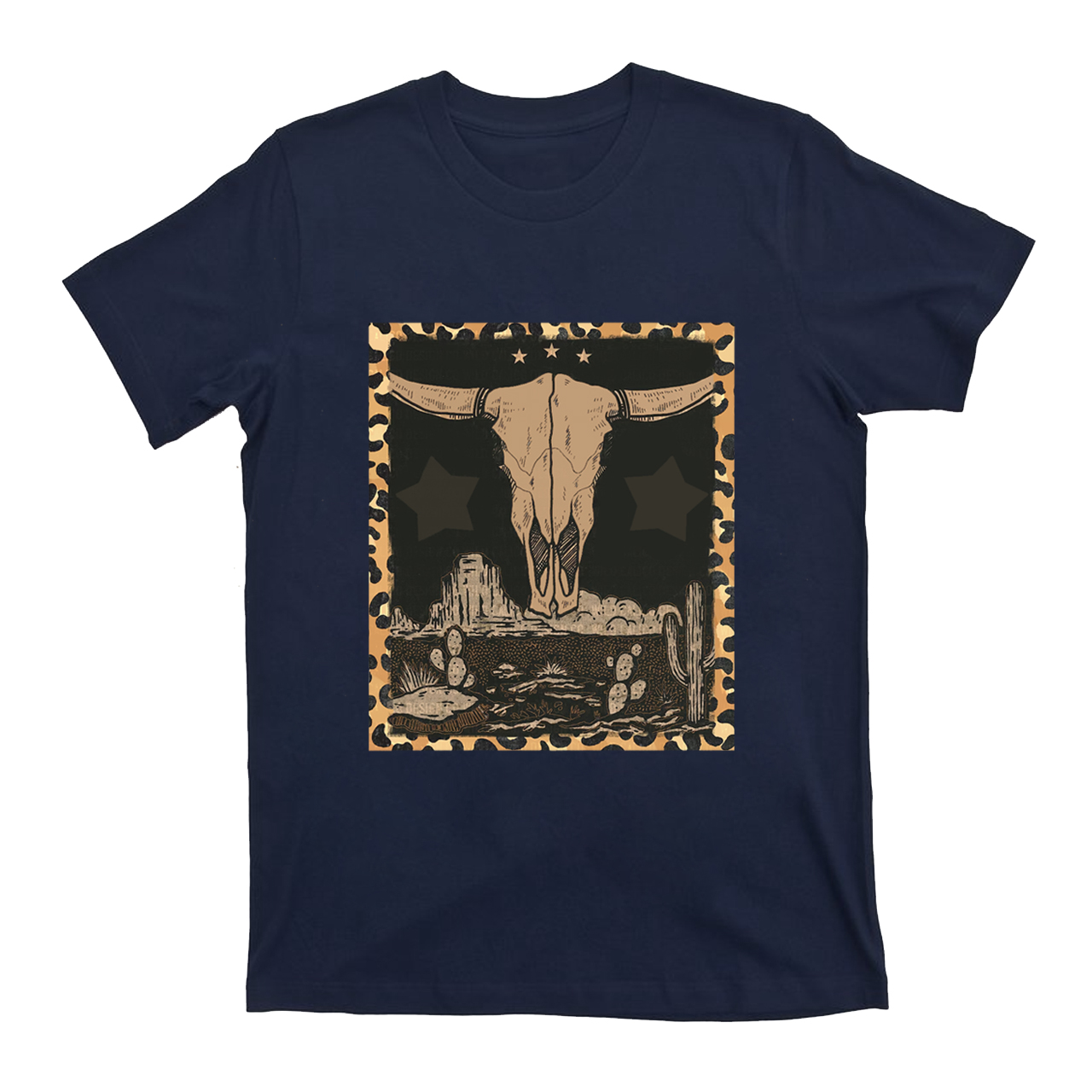 Western Label Longhorn Skull Desert T-Shirts