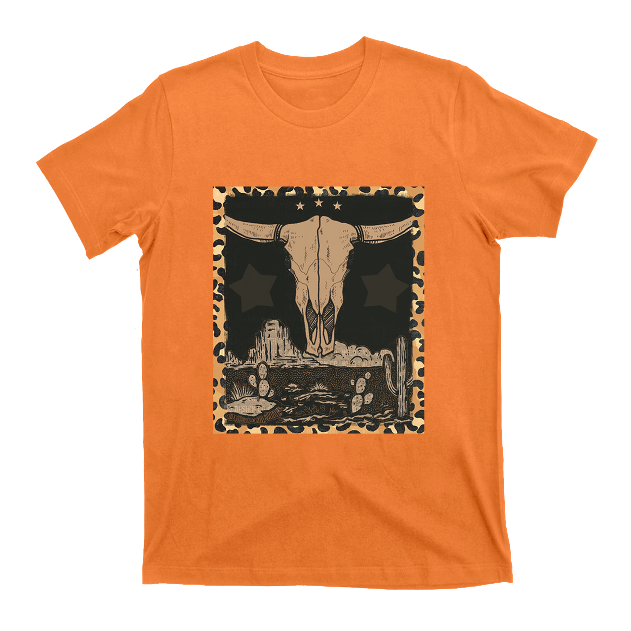 Western Label Longhorn Skull Desert T-Shirts