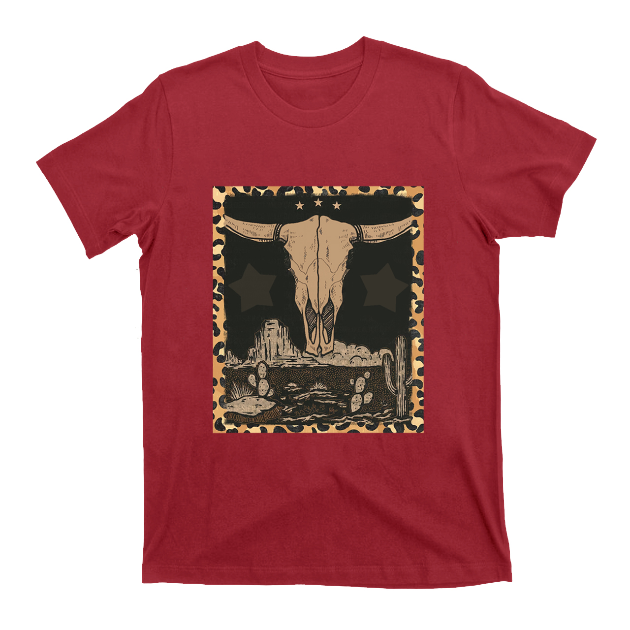 Western Label Longhorn Skull Desert T-Shirts