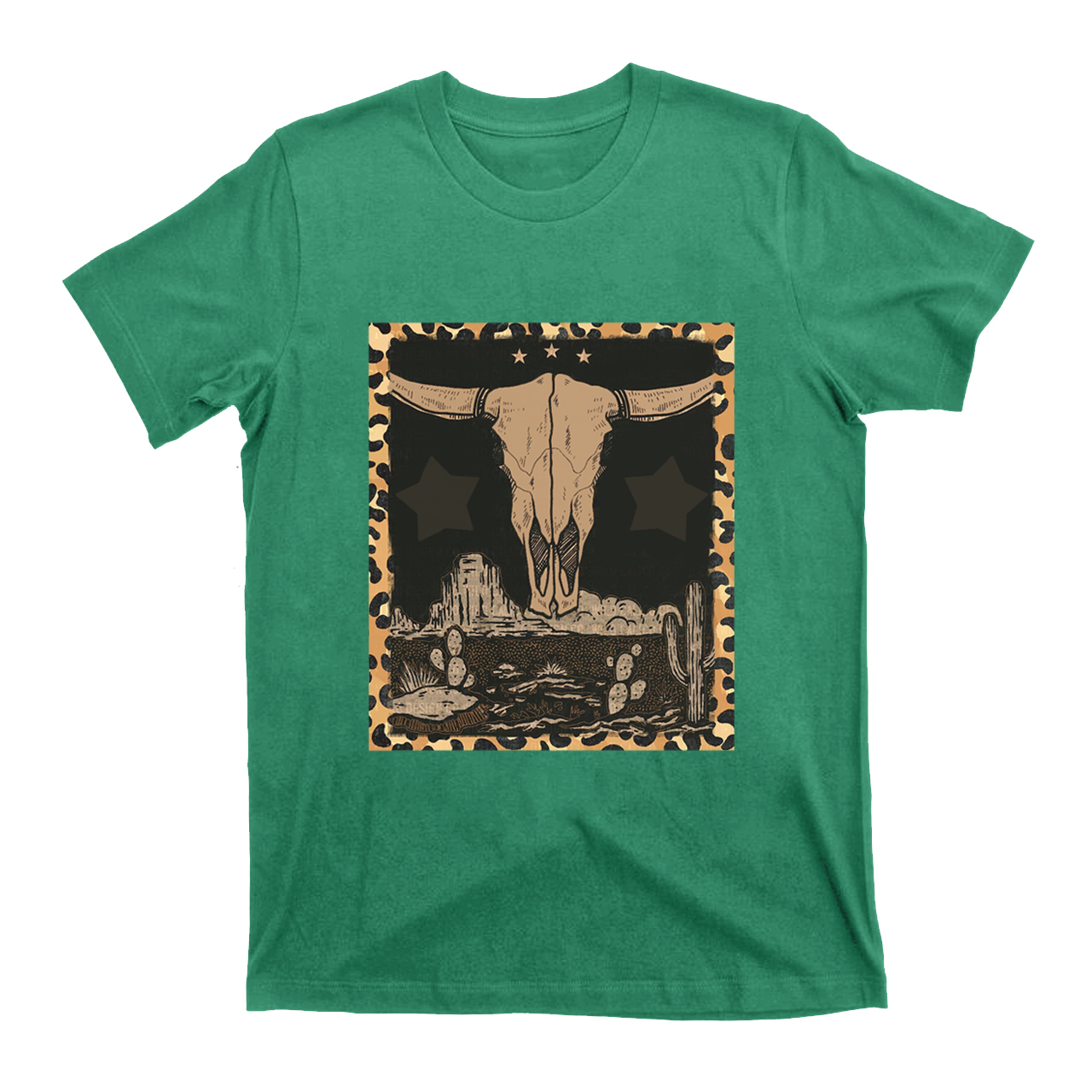 Western Label Longhorn Skull Desert T-Shirts