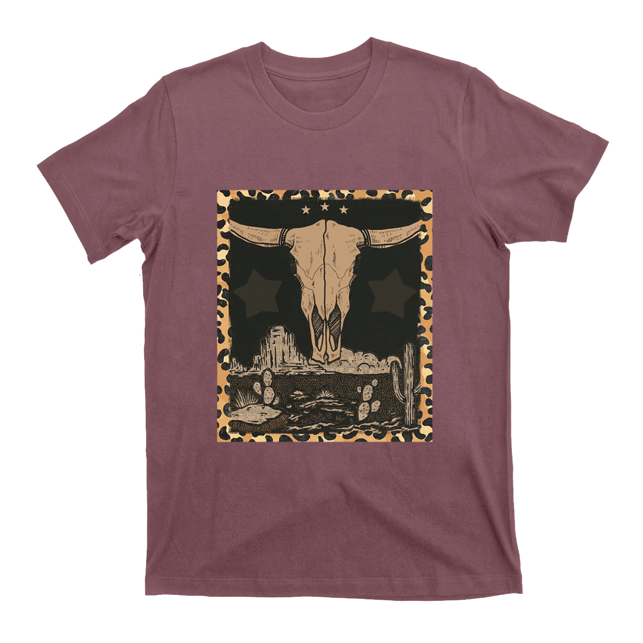 Western Label Longhorn Skull Desert T-Shirts