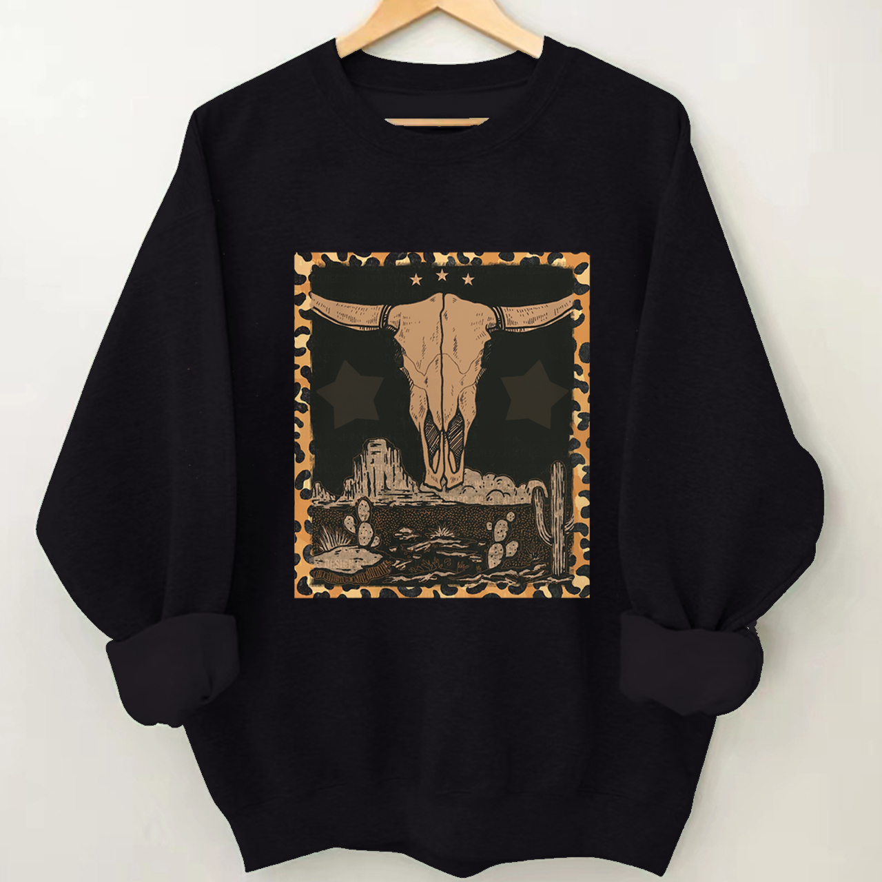 Western Label Longhorn Skull Desert Sweatshirt