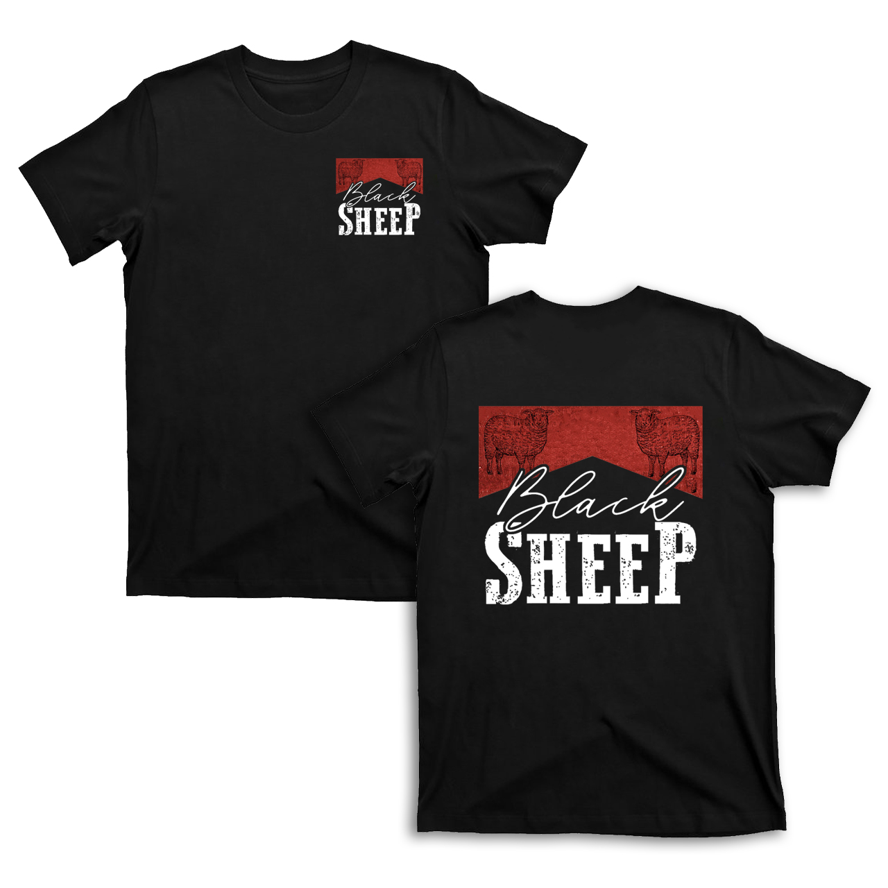 Black Sheep Double Sided Printing T-Shirts