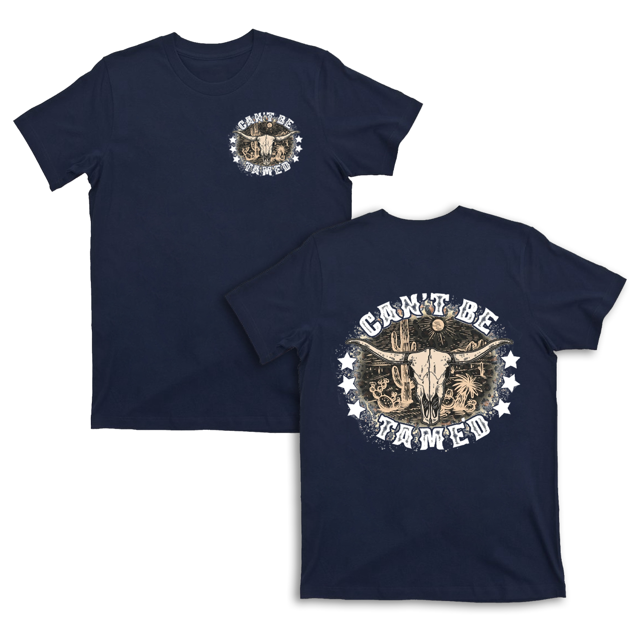 Leopard Print Skull Cow Can't Be Tamed T-Shirts