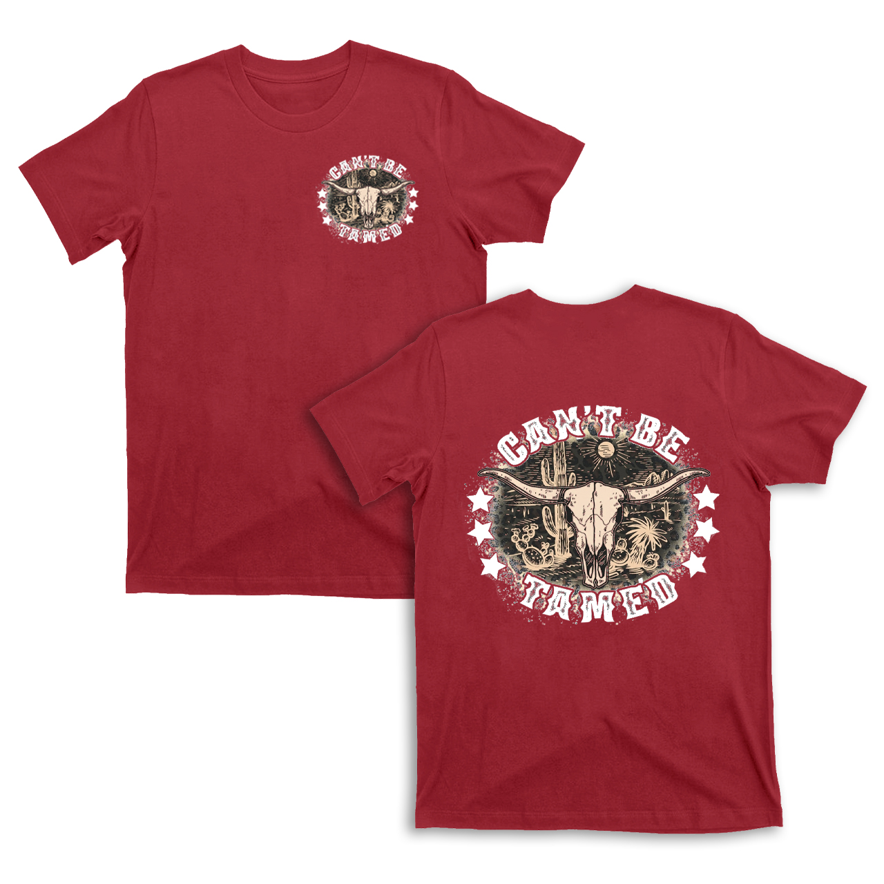 Leopard Print Skull Cow Can't Be Tamed T-Shirts