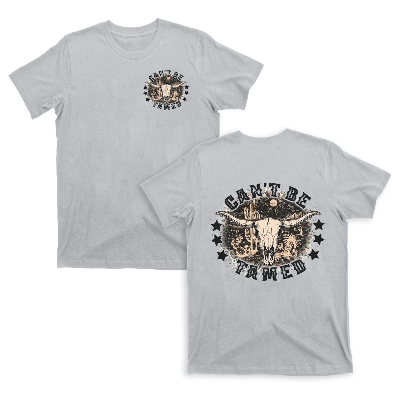 Leopard Print Skull Cow Can't Be Tamed T-Shirts