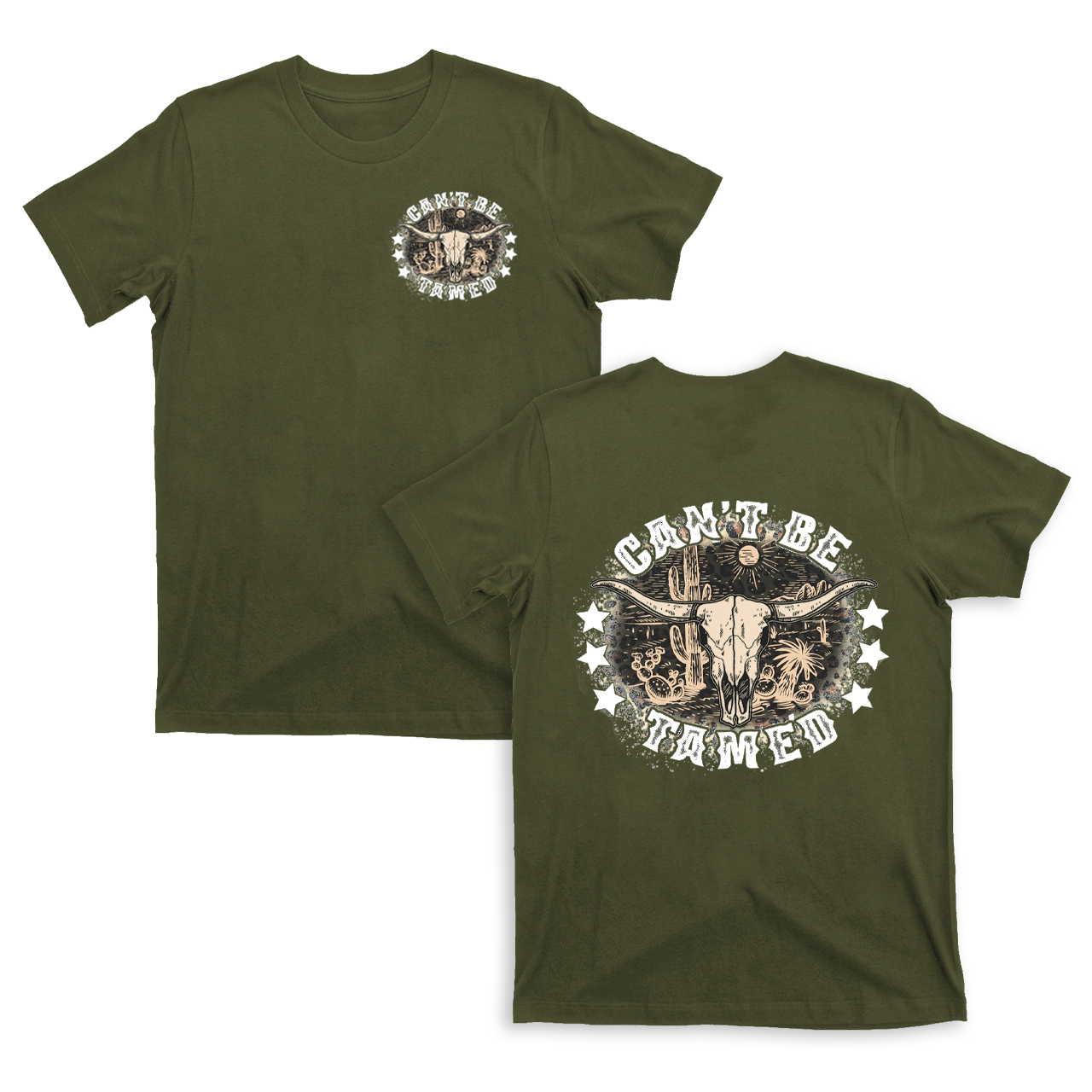 Leopard Print Skull Cow Can't Be Tamed T-Shirts