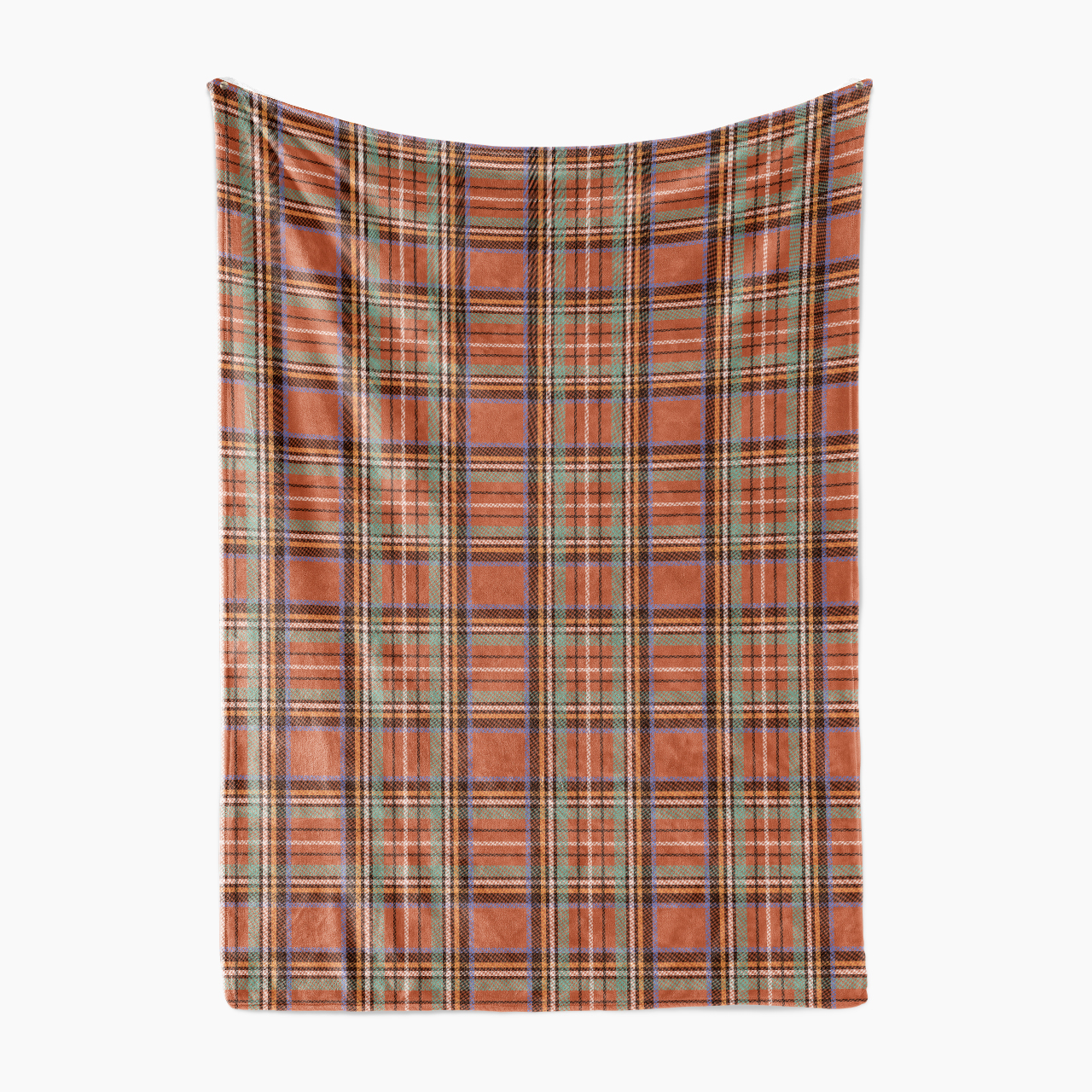 Classic Orange and Green Striped Plaid Blanket