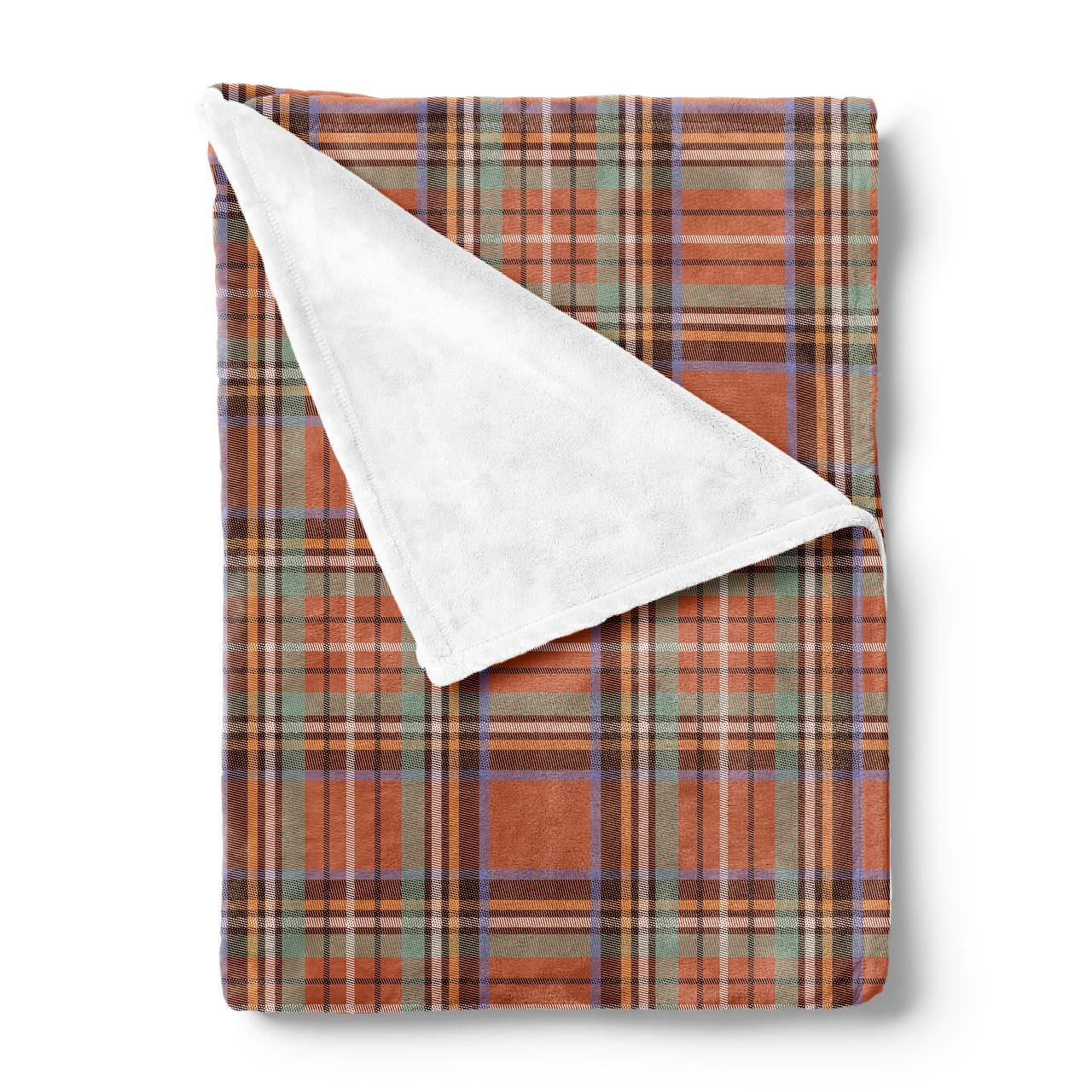 Classic Orange and Green Striped Plaid Blanket