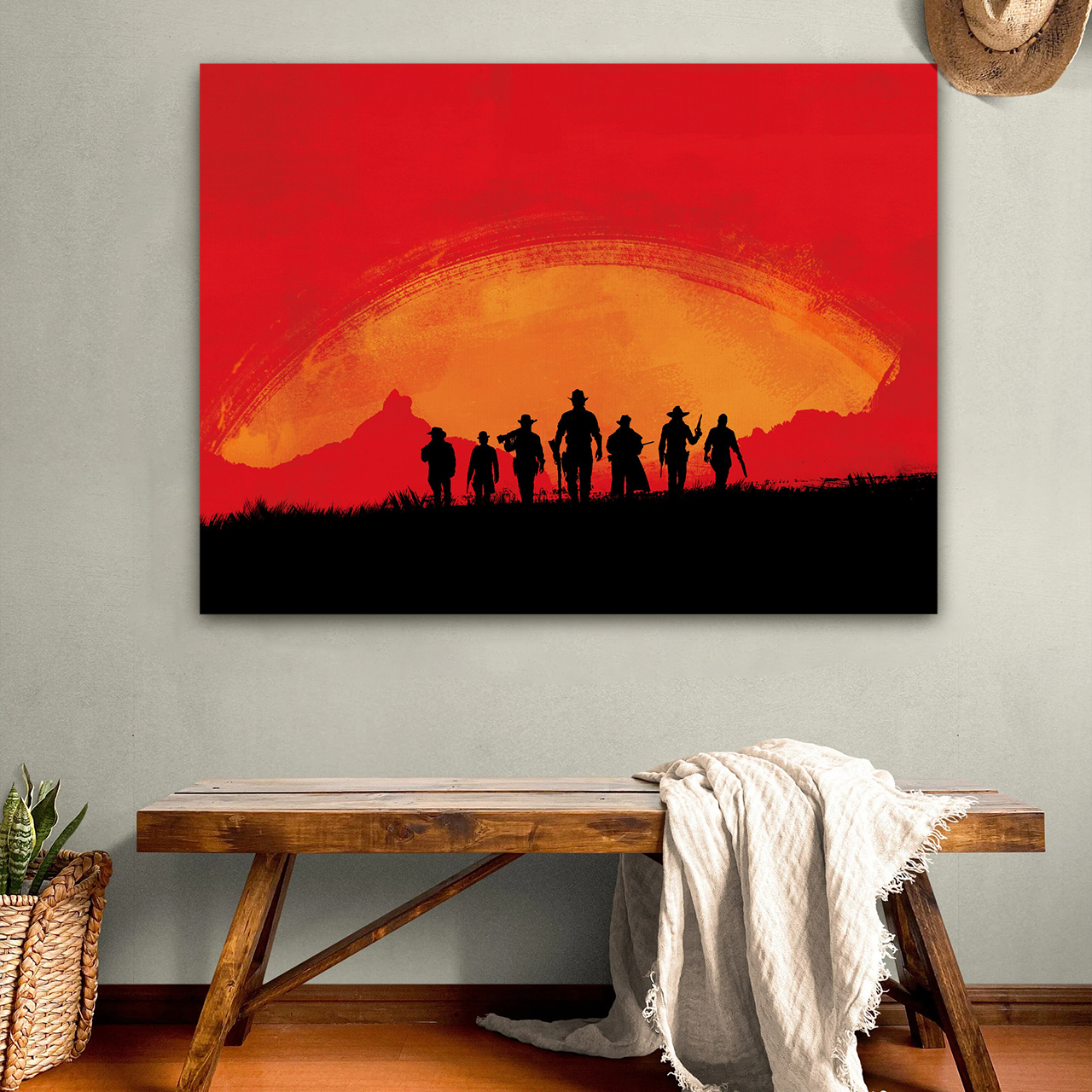 Brave Cowboys Under the Sunset Canvas Wall Art