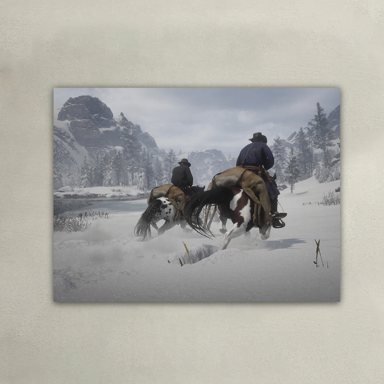Cowboys Walking in the Snow Canvas Wall Art