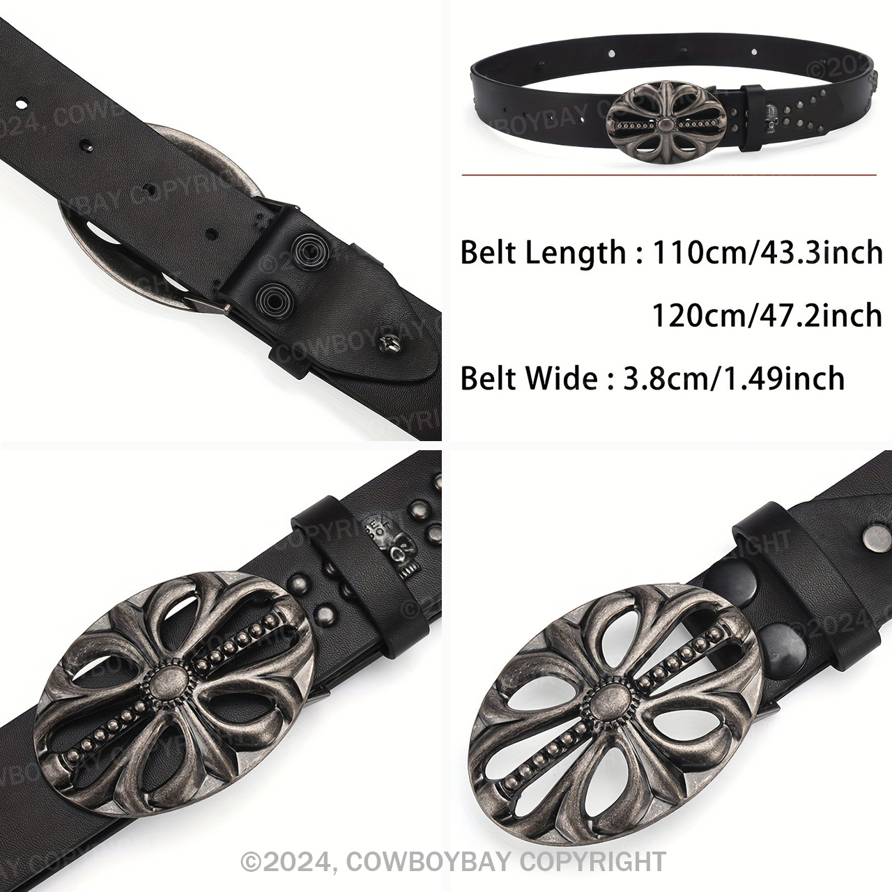 Vintage Cowboy Punk Skull Belt