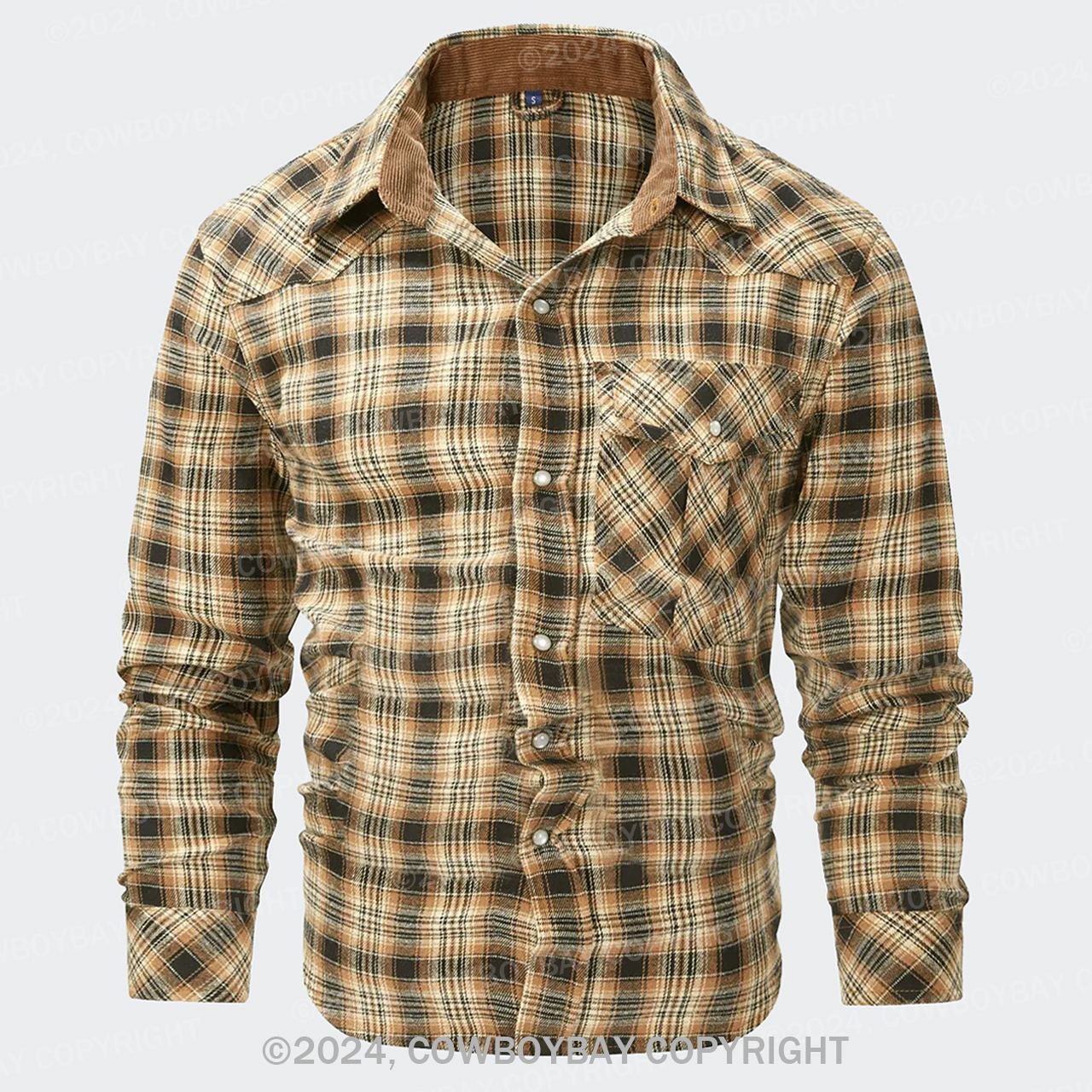 Winter Western Cowboy Flannel Plaid Shirt