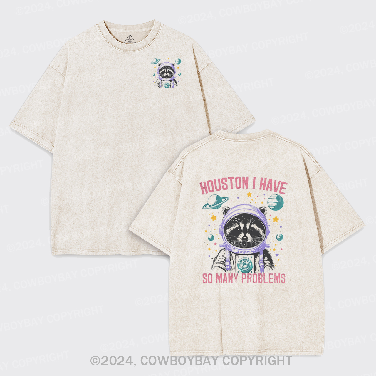 Funny Raccoon In Space Garment-dye Tees