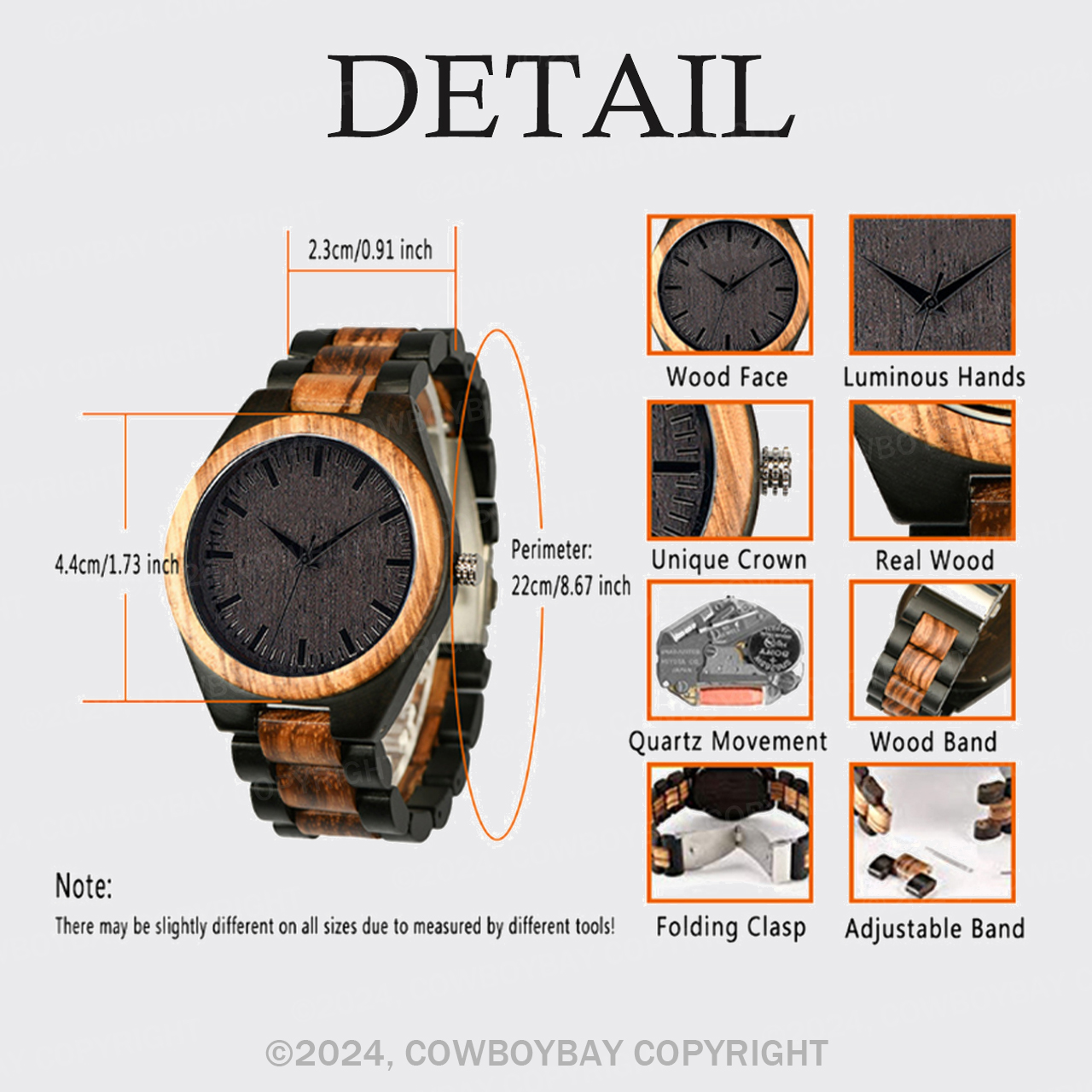 Vintage Quartz Wood Watch