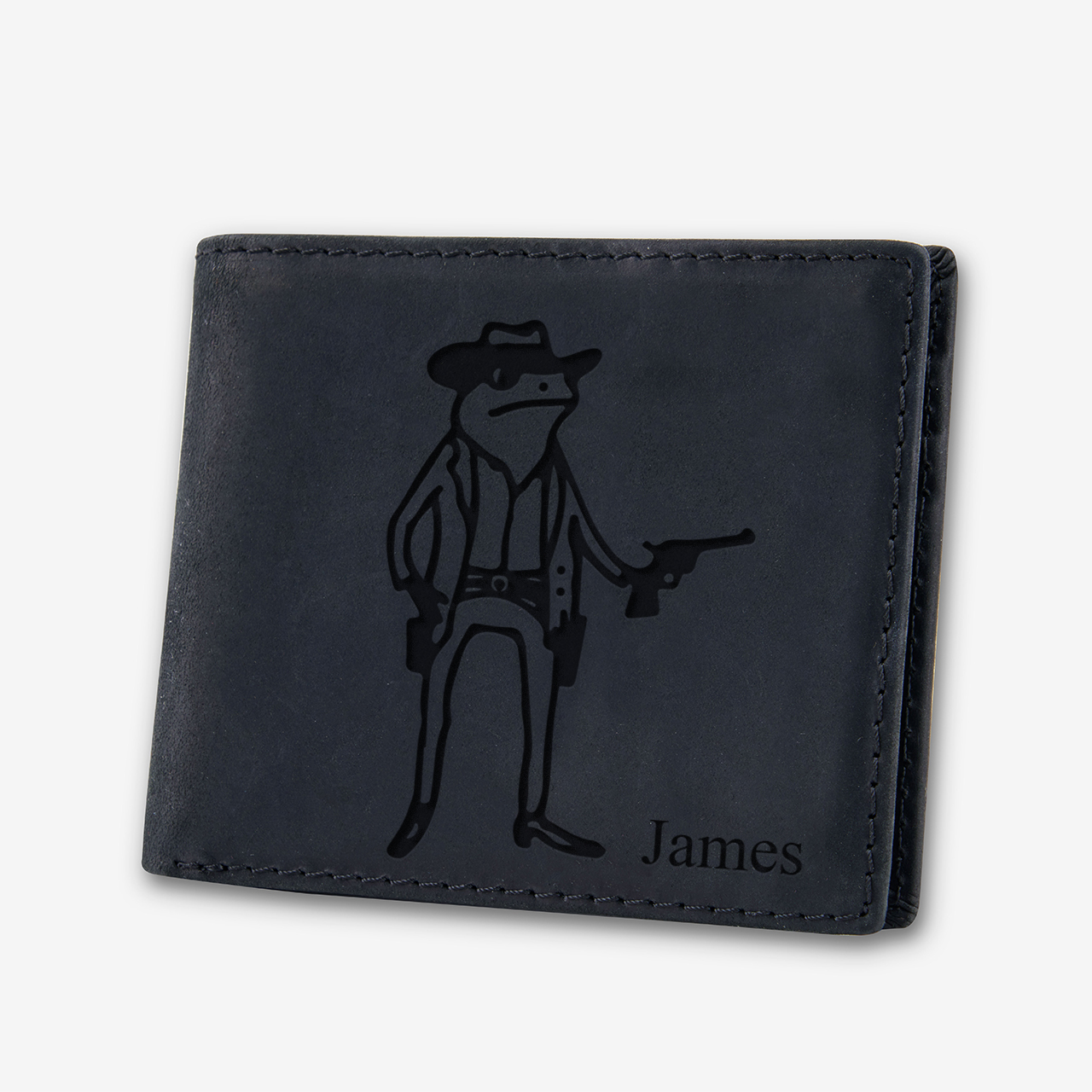 Personalized Vintage Leather Wallet_Frog