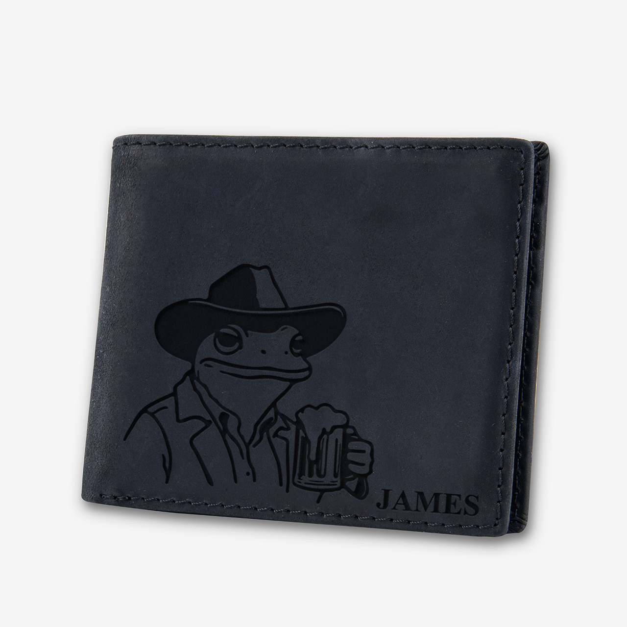 Personalized Vintage Leather Wallet_Frog Beer