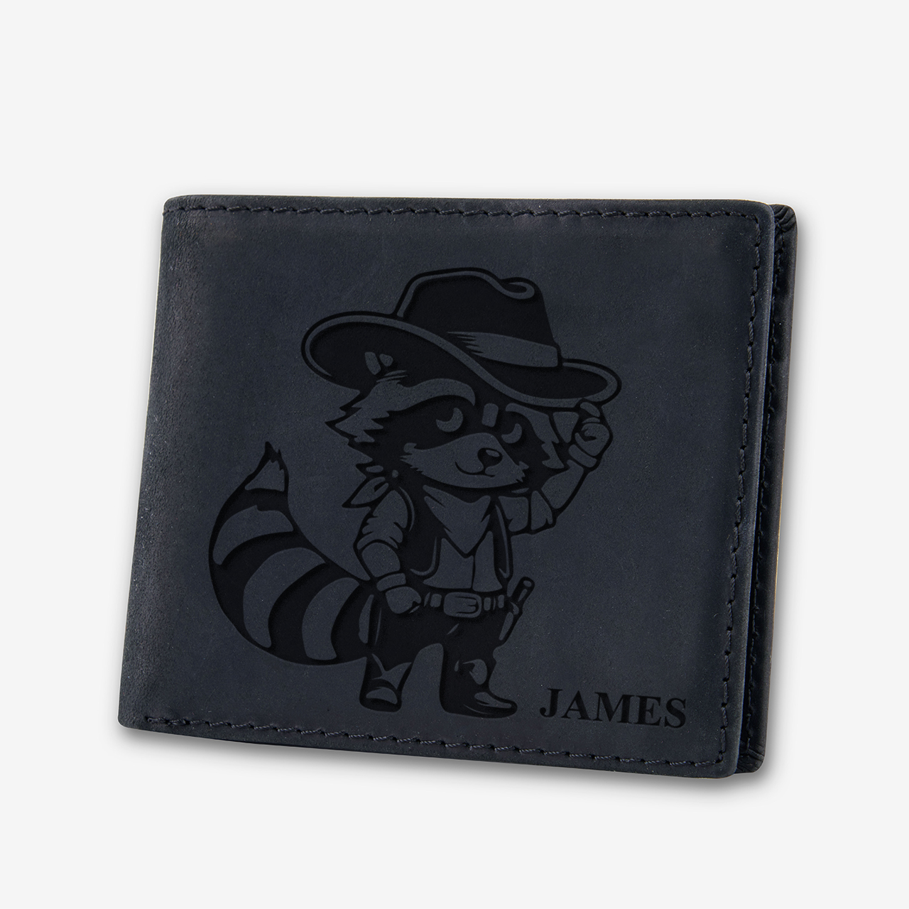 Personalized Vintage Leather Wallet_Raccoon