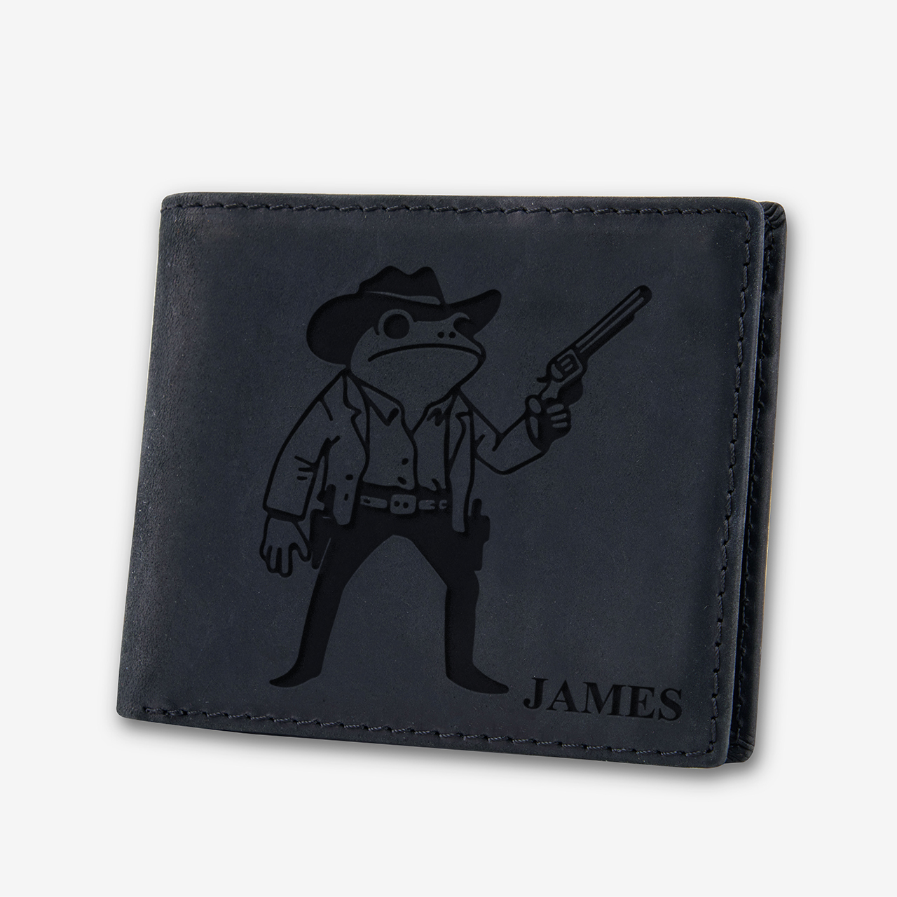 Personalized Vintage Leather Wallet_Frog