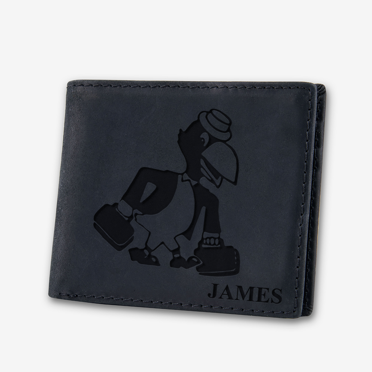 Personalized Vintage Leather Wallet_Raven