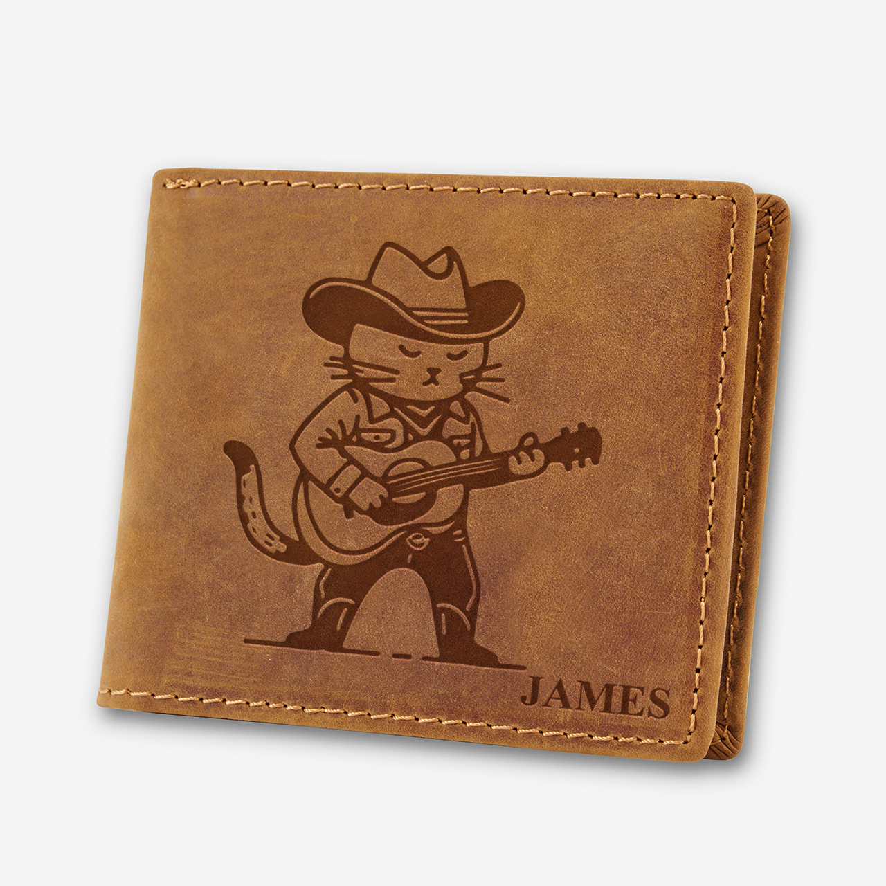 Personalized Vintage Leather Wallet_Cat