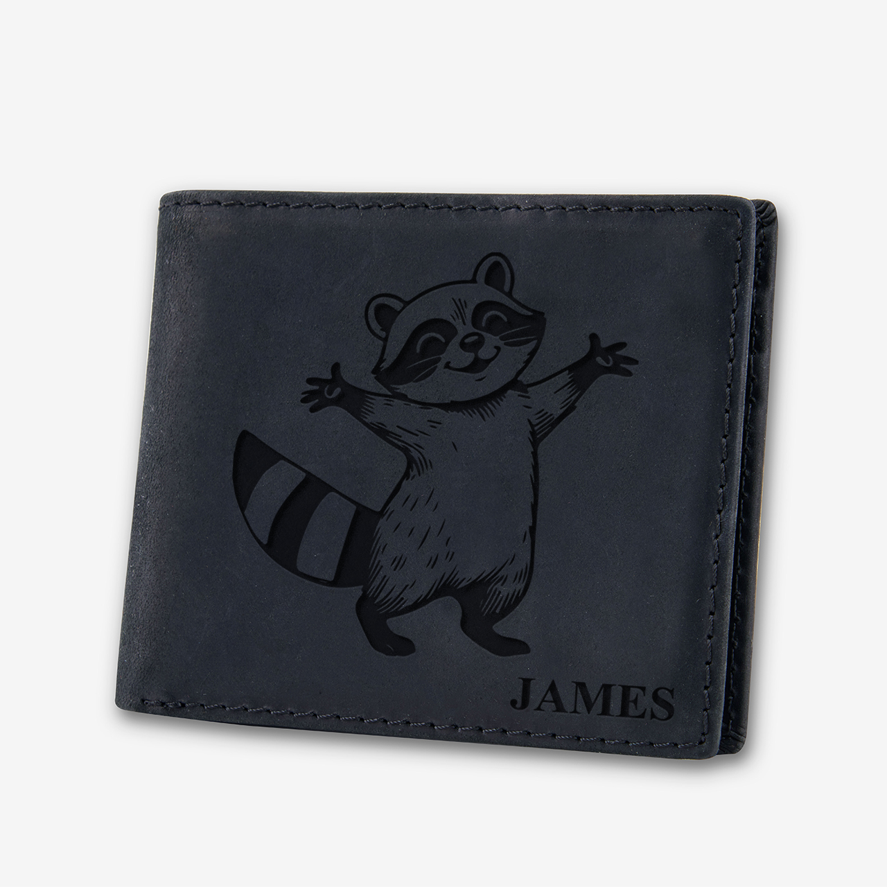 Personalized Vintage Leather Wallet_Raccoon