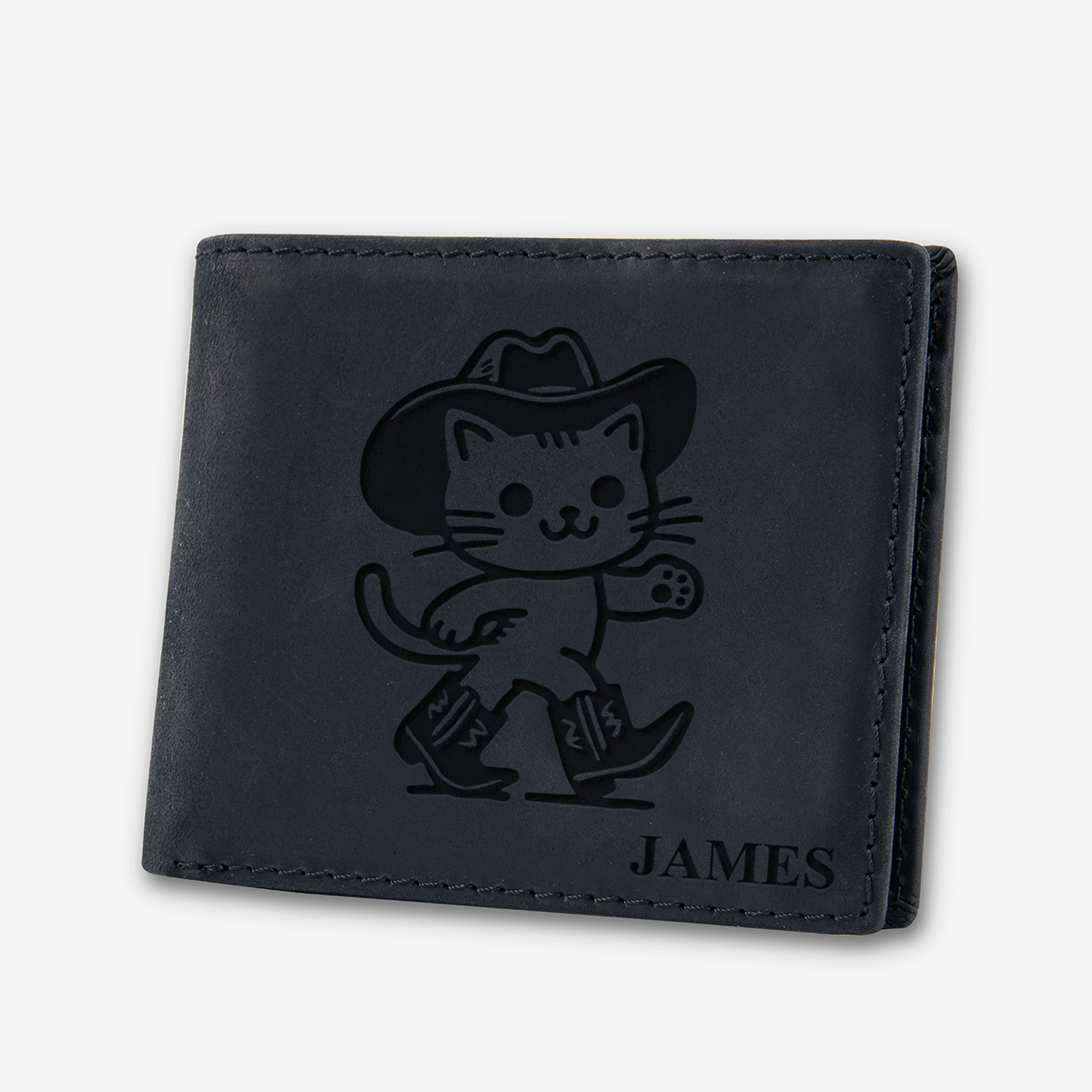 Personalized Vintage Leather Wallet_Cat